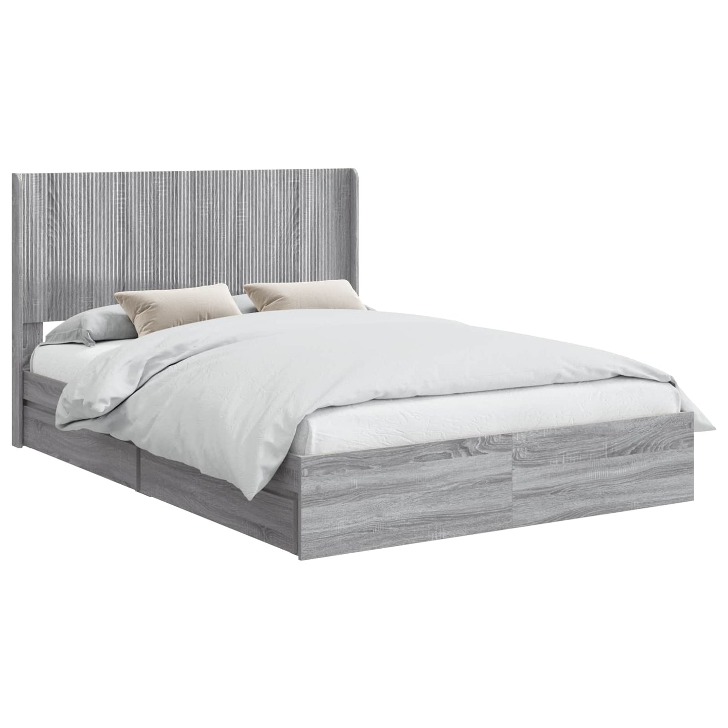Bed Frame with Storage and Headboard Grey Sonoma 150 x 200 cm