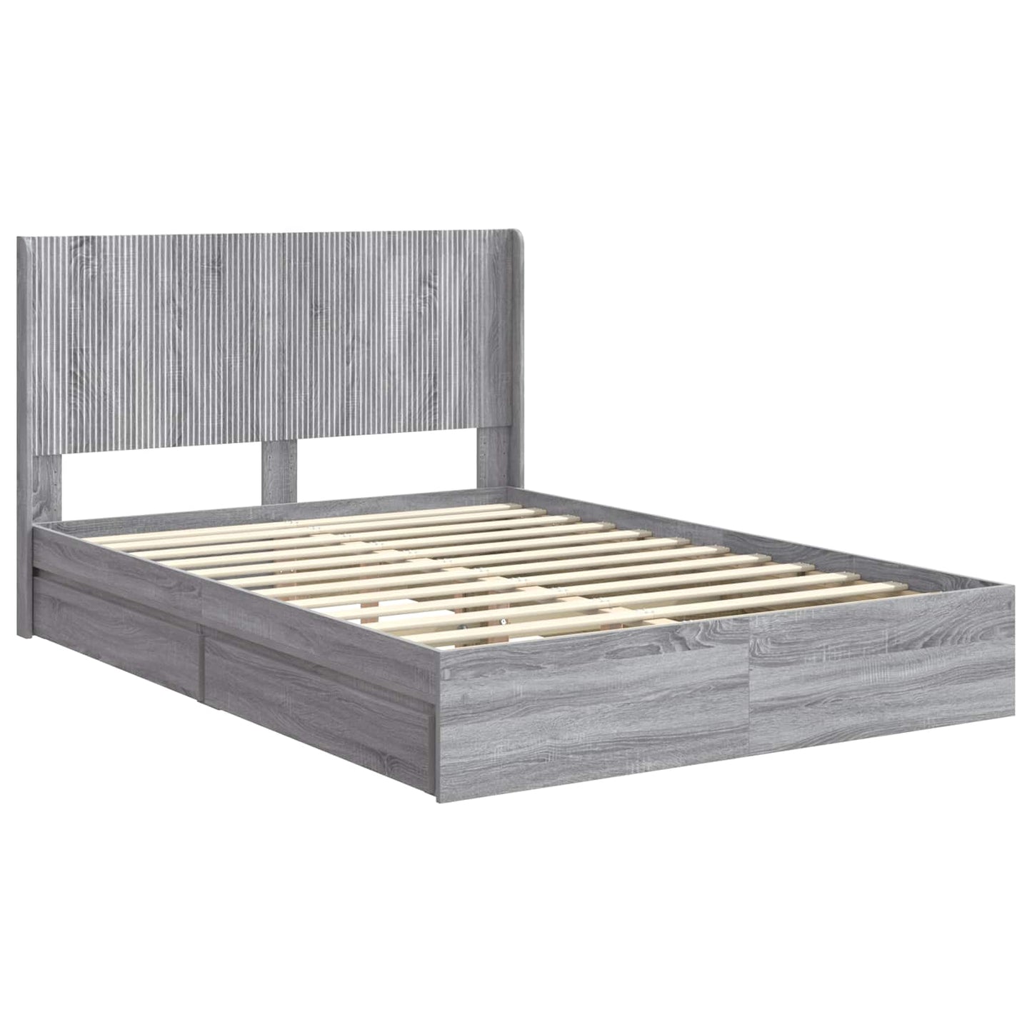 Bed Frame with Storage and Headboard Grey Sonoma 150 x 200 cm
