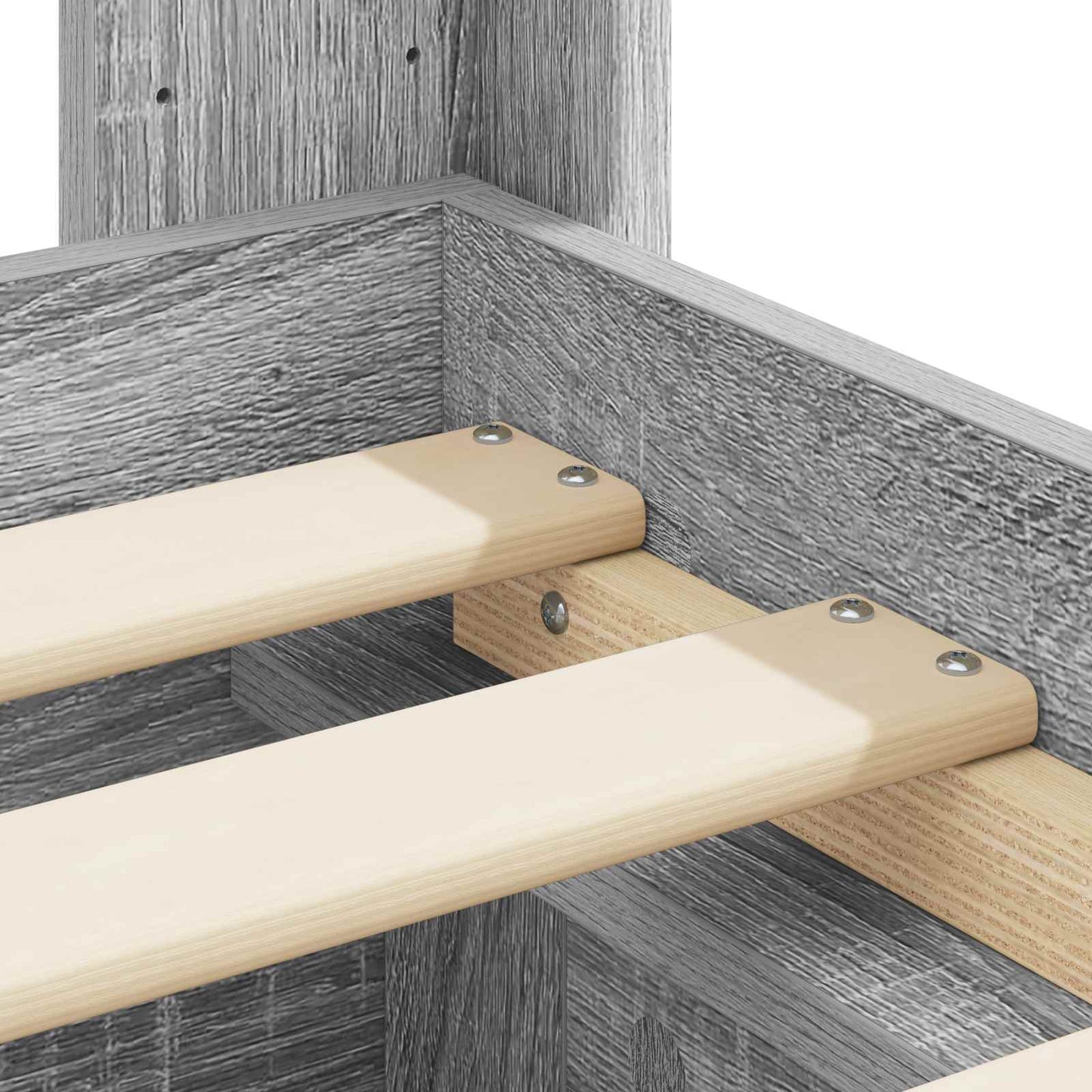 Bed Frame with Storage and Headboard Grey Sonoma 140 x 200 cm