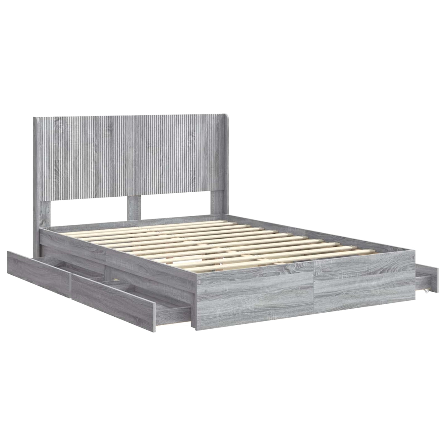 Bed Frame with Storage and Headboard Grey Sonoma 140 x 200 cm