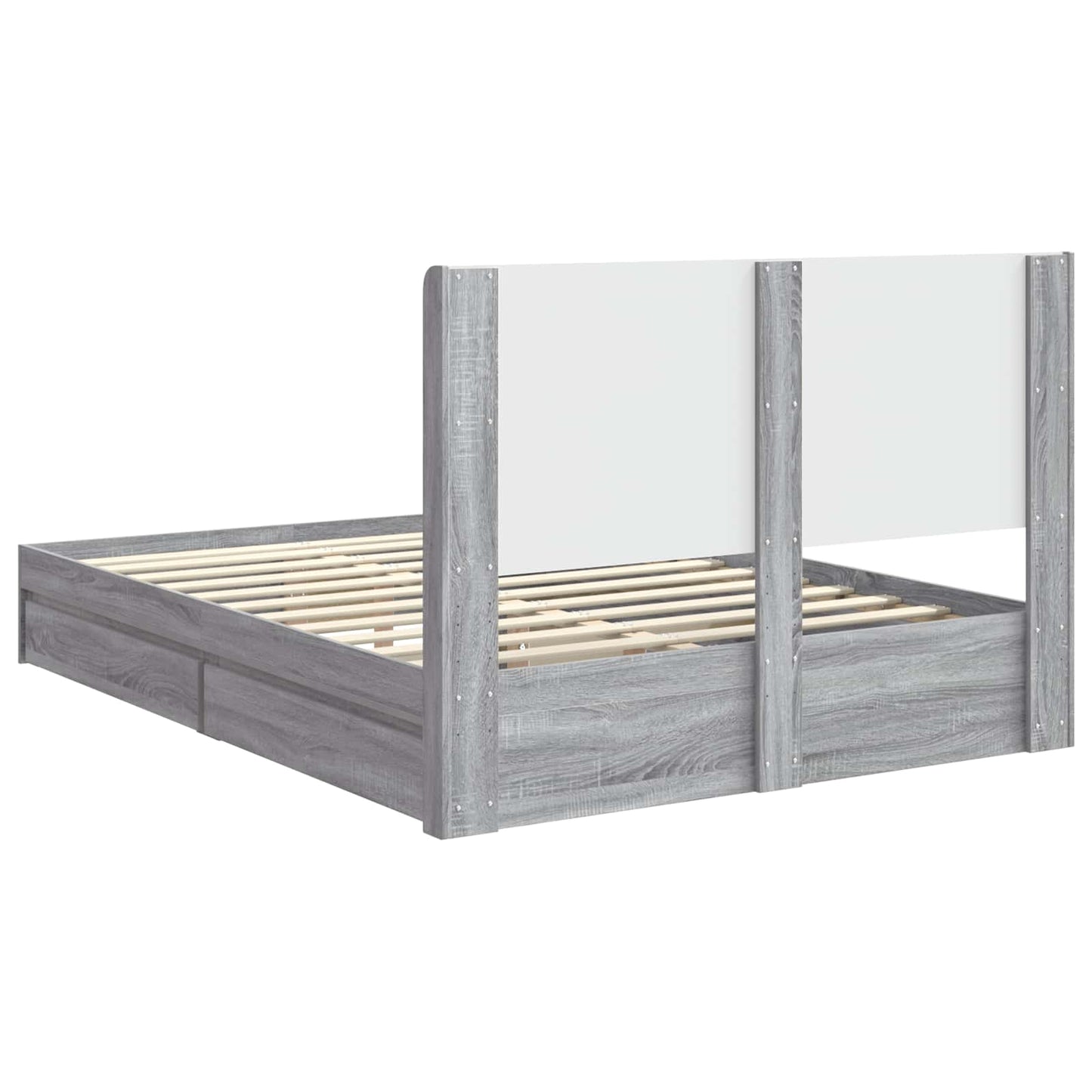 Bed Frame with Storage and Headboard Grey Sonoma 140 x 200 cm