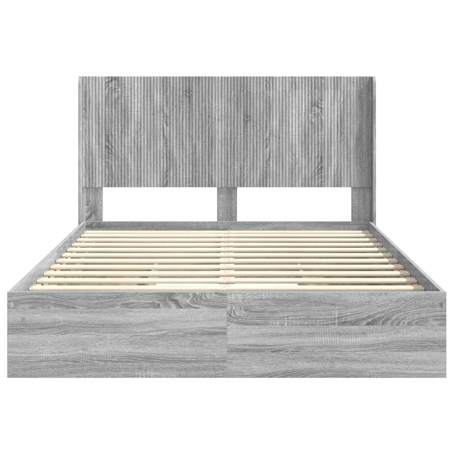 Bed Frame with Storage and Headboard Grey Sonoma 140 x 200 cm