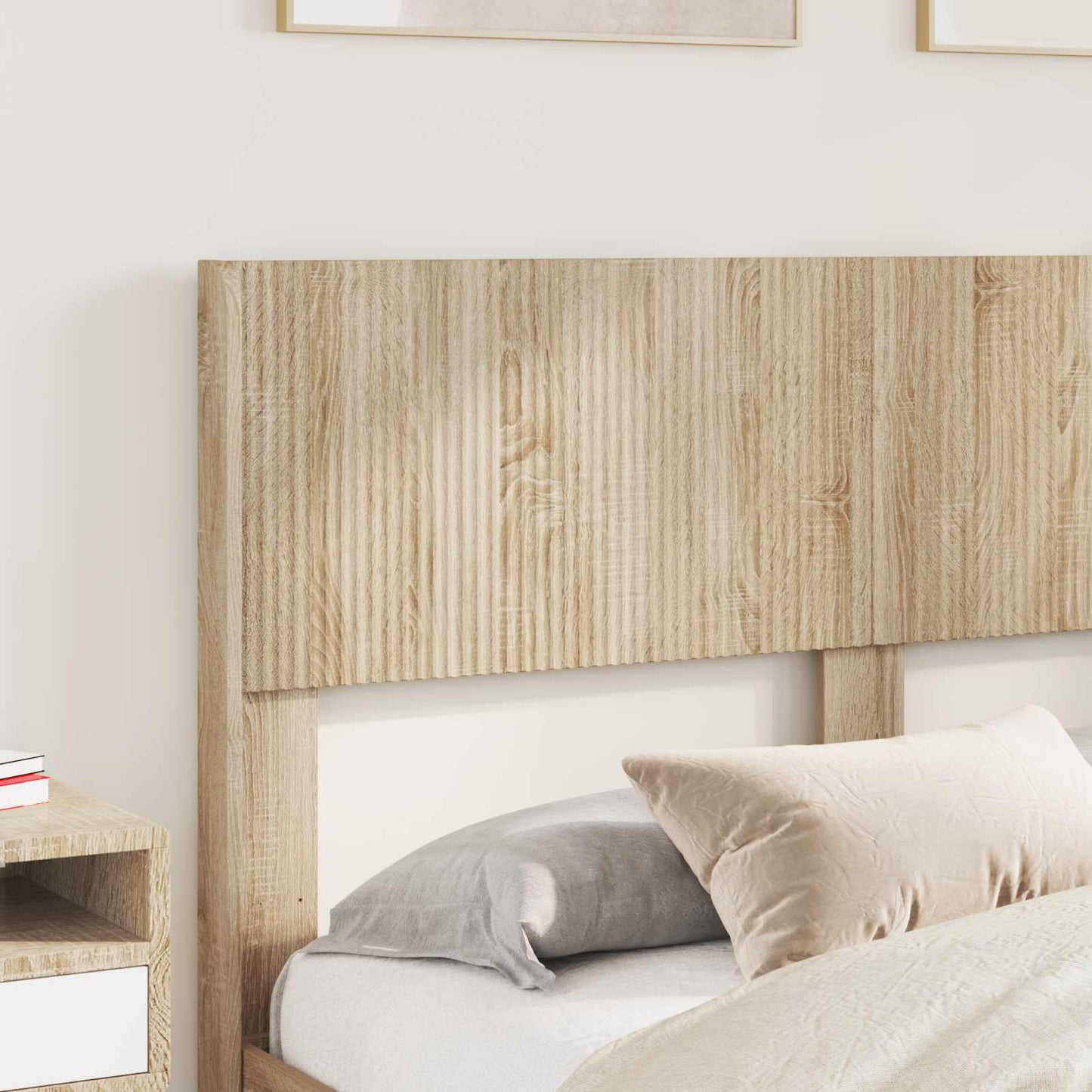 Bed Frame with Storage and Headboard Sonoma Oak 135 x 190 cm