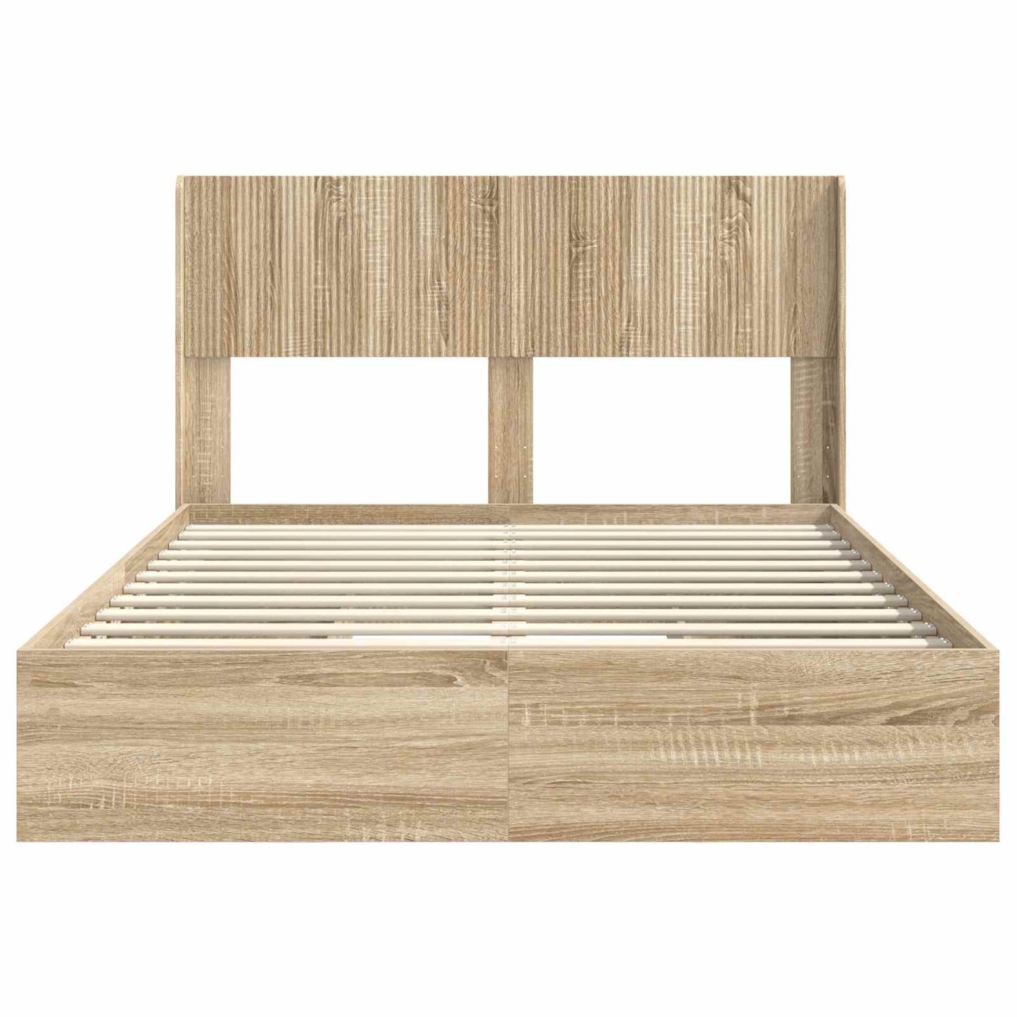 Bed Frame with Storage and Headboard Sonoma Oak 135 x 190 cm