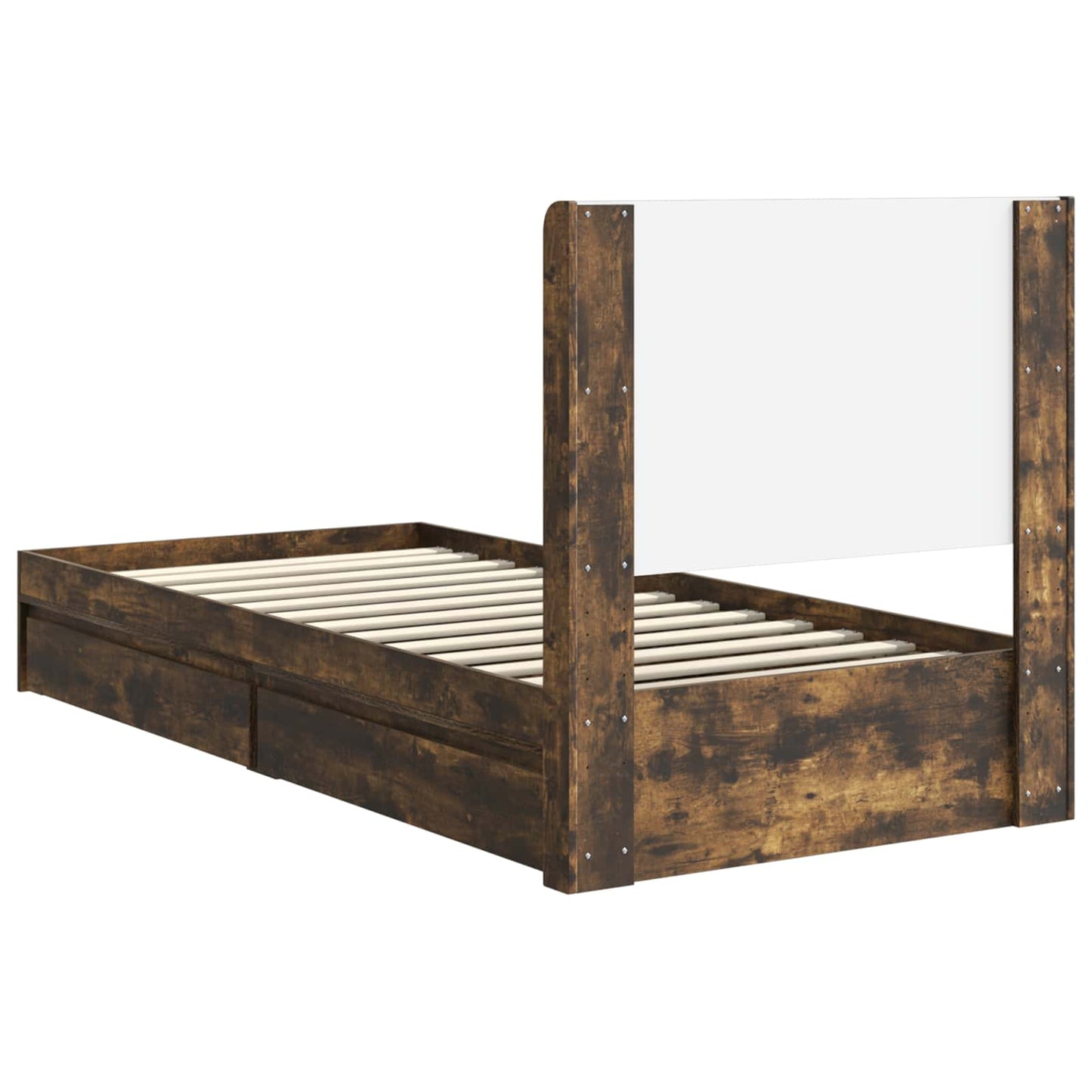 Bed Frame with Storage and Headboard Smoked Oak 100 x 200 cm