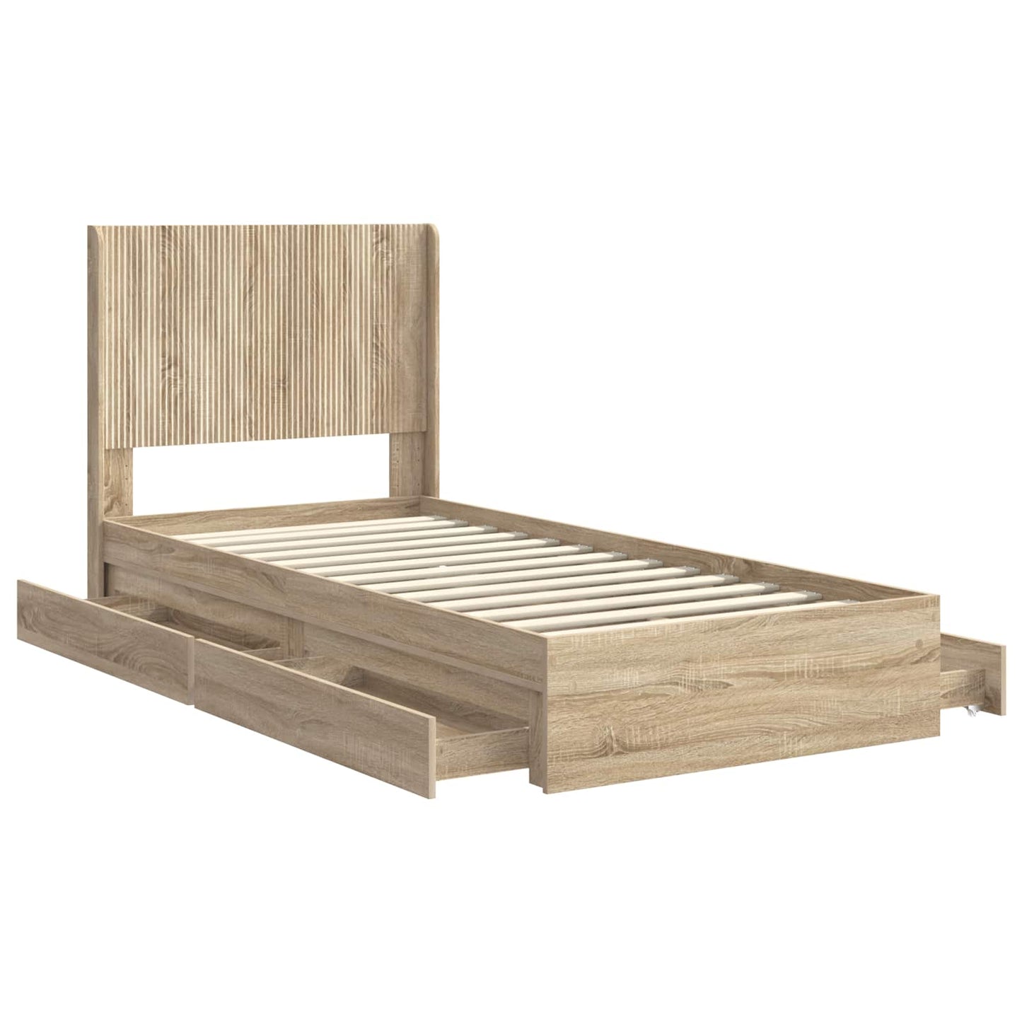 Bed Frame with Storage and Headboard Sonoma Oak 90 x 200 cm