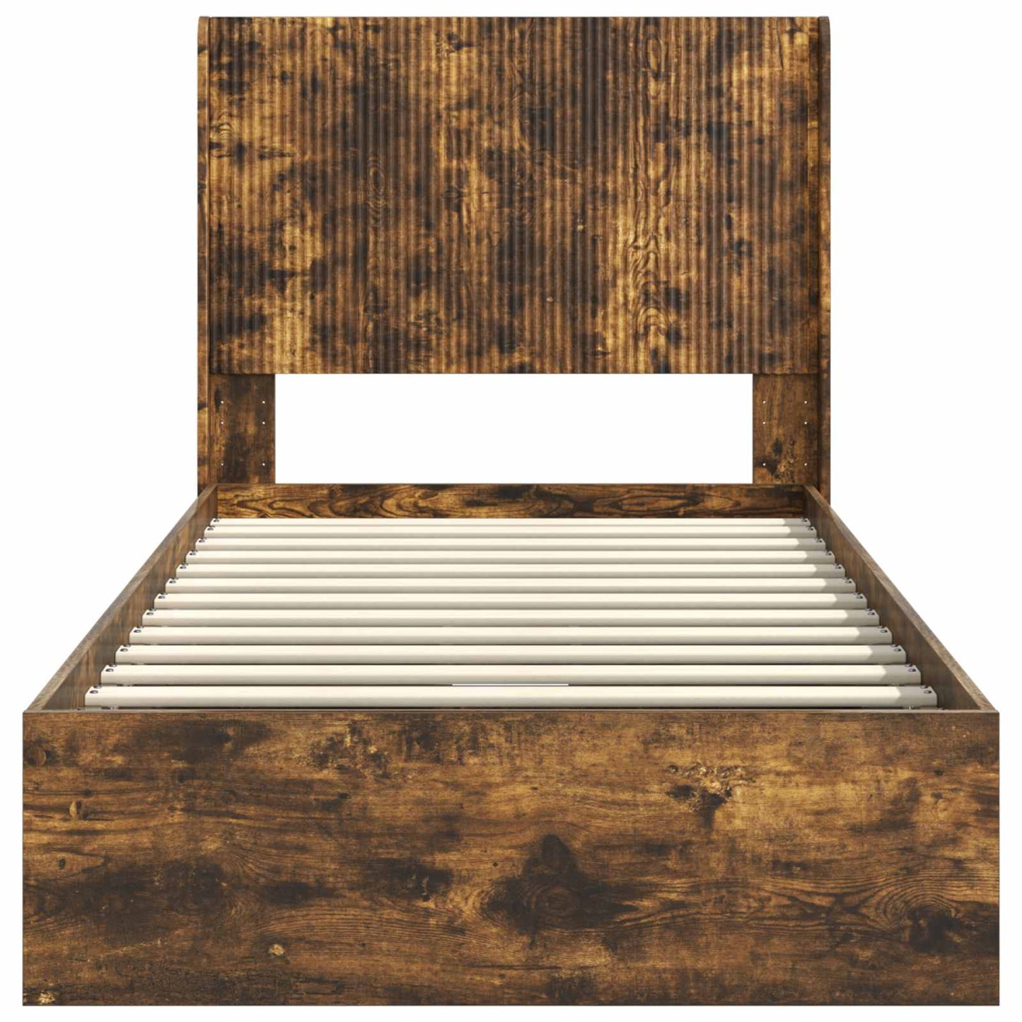 Bed Frame with Storage and Headboard Smoked Oak 90 x 200 cm