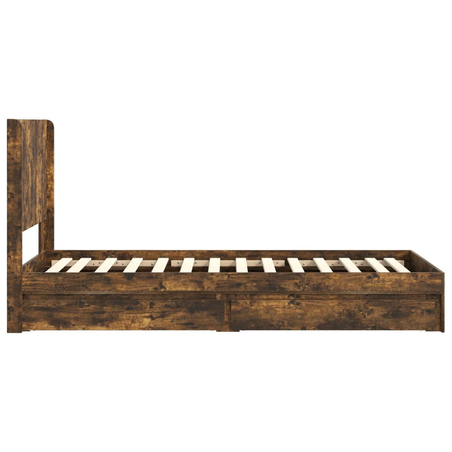 Bed Frame with Storage and Headboard Smoked Oak 90 x 200 cm