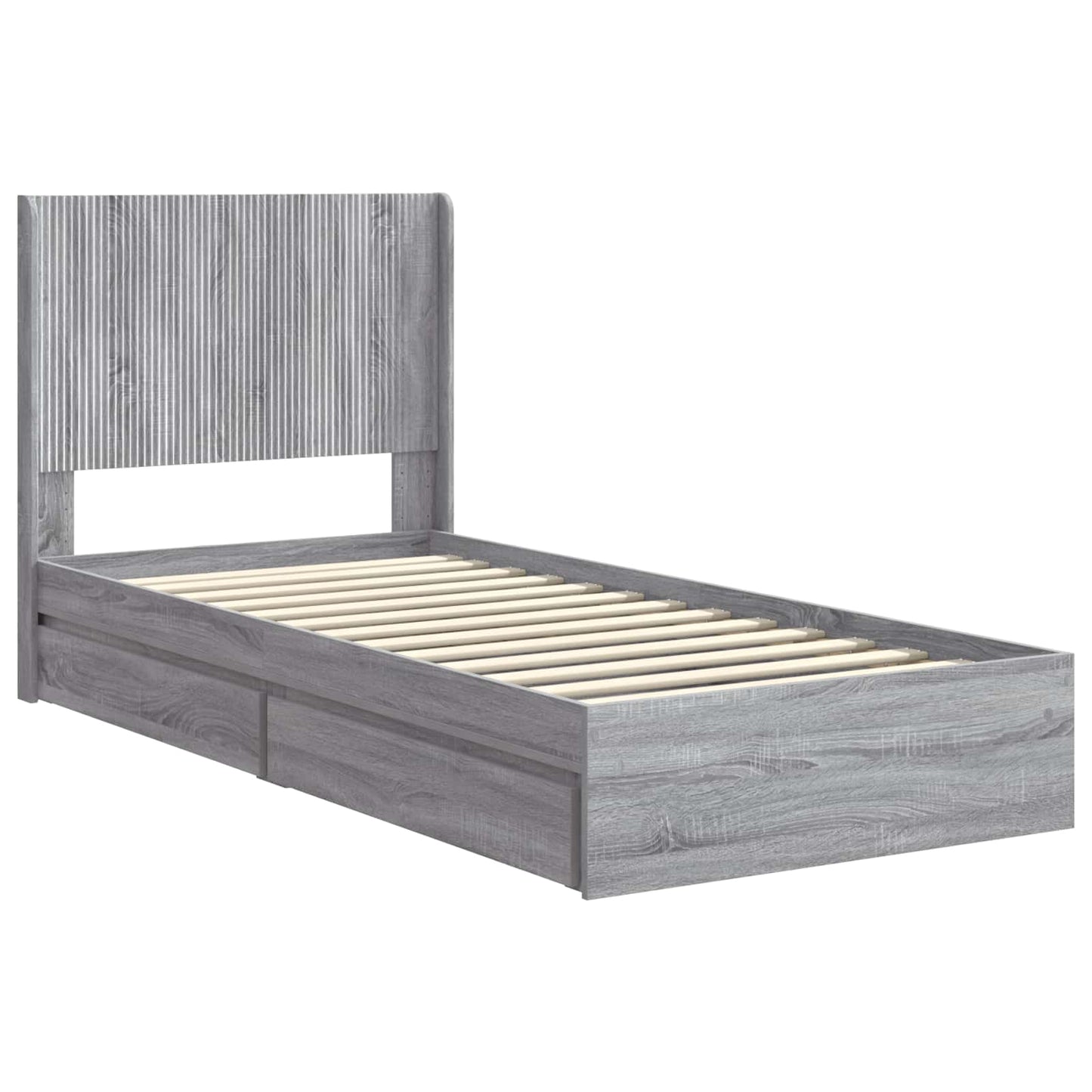 Bed Frame with Storage and Headboard Grey Sonoma 90 x 200 cm
