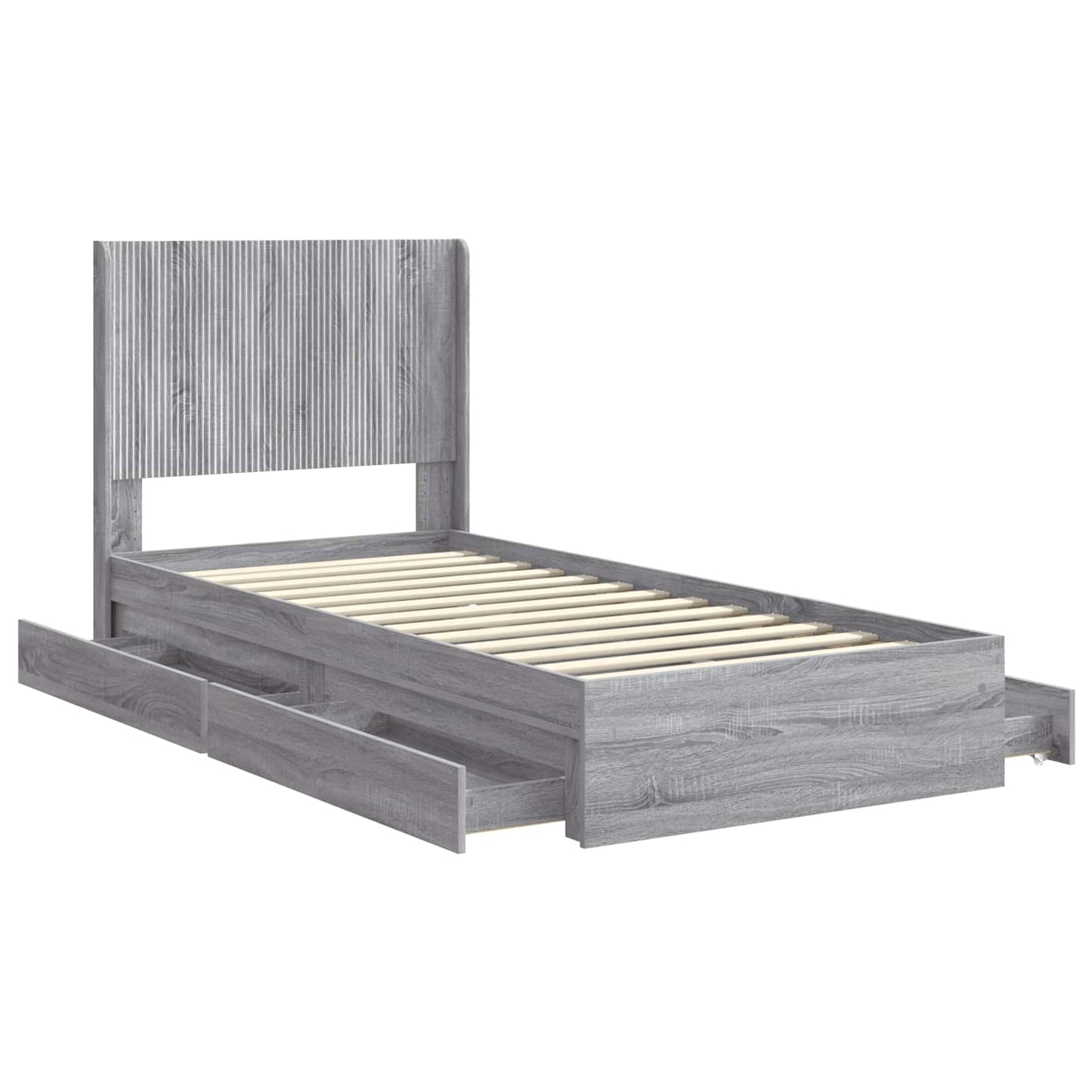 Bed Frame with Storage and Headboard Grey Sonoma 90 x 200 cm