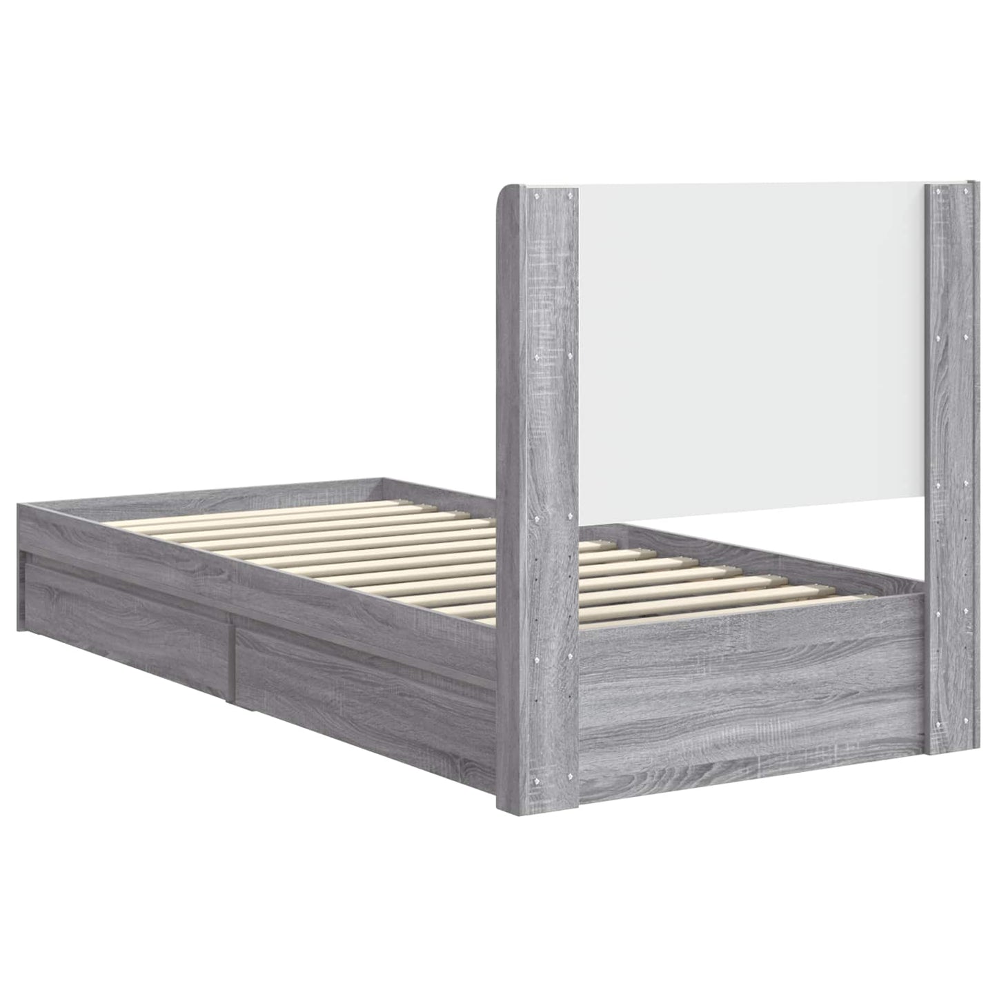 Bed Frame with Storage and Headboard Grey Sonoma 90 x 200 cm