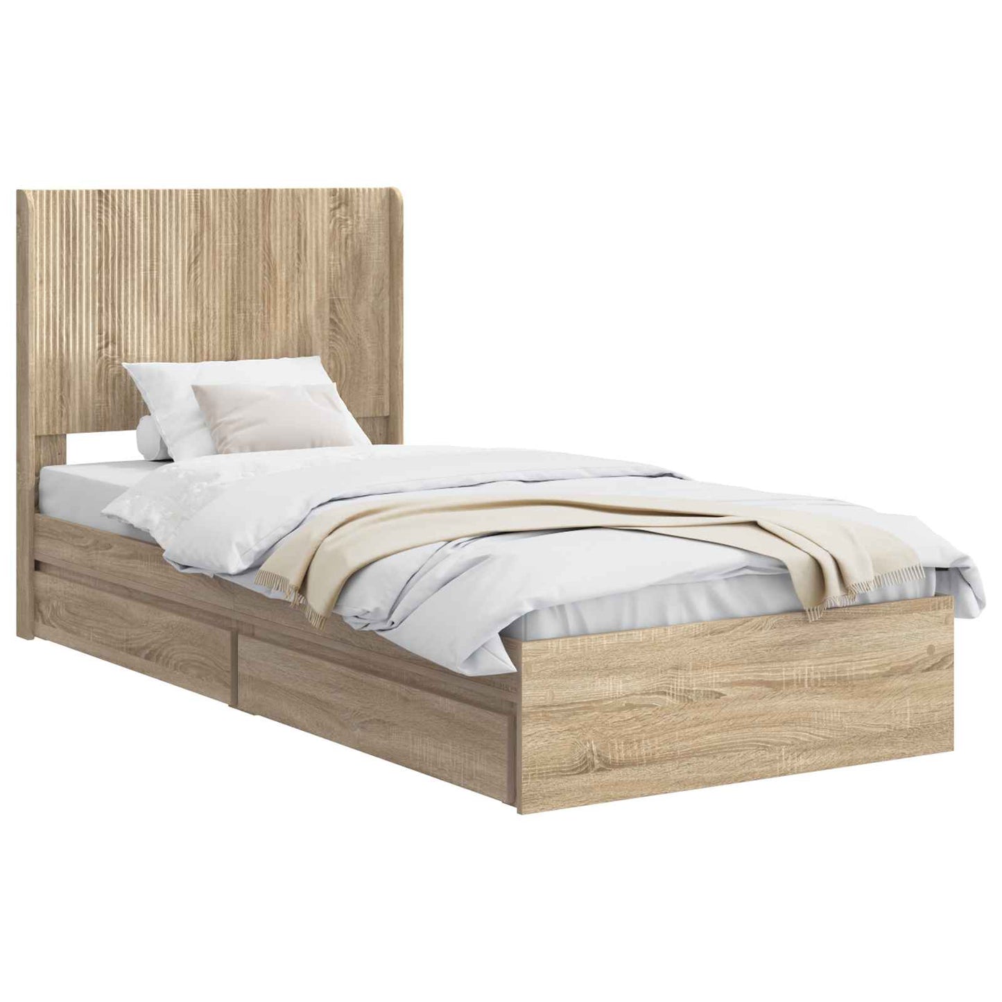 Bed Frame with Storage and Headboard Sonoma Oak 90 x 200 cm