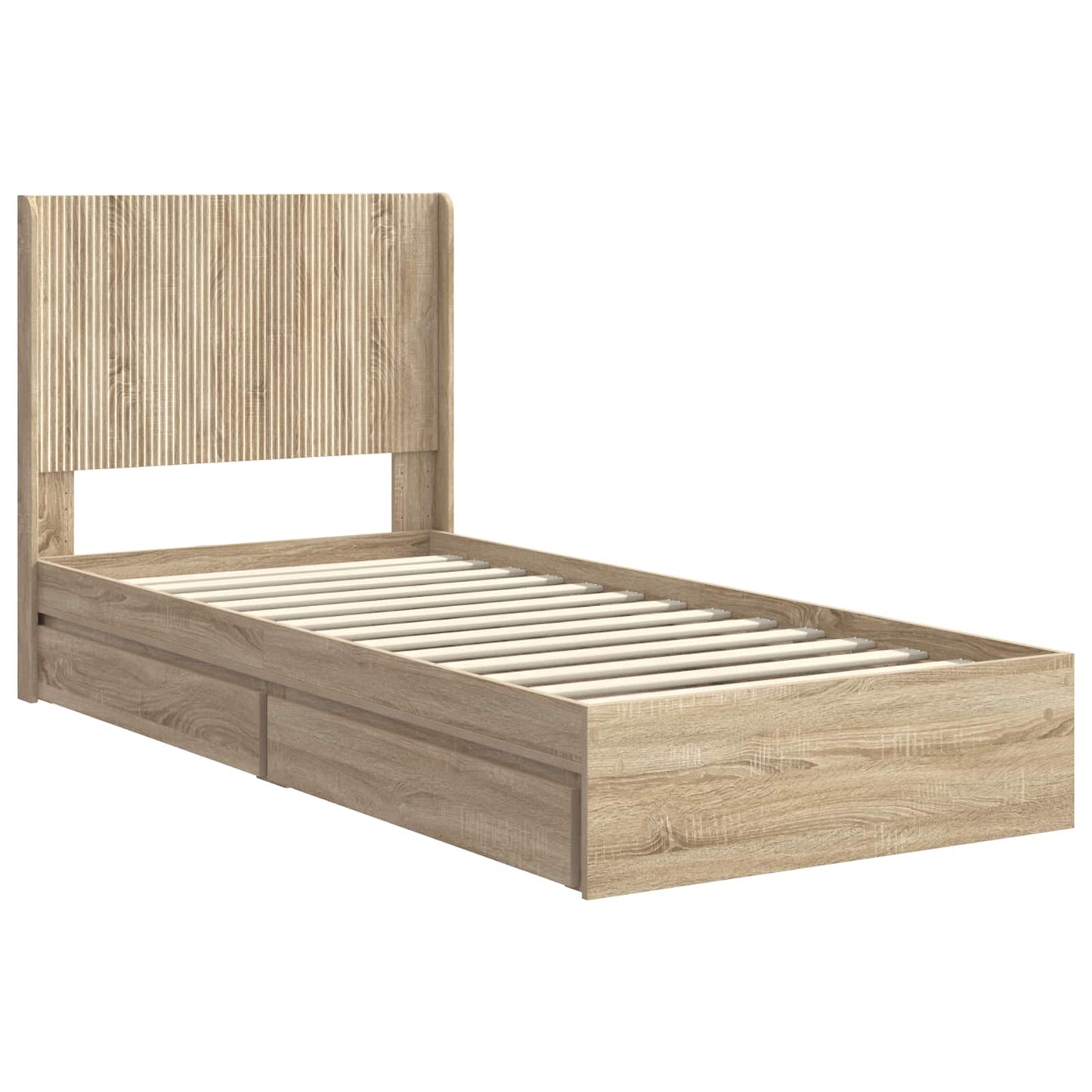 Bed Frame with Storage and Headboard Sonoma Oak 90 x 200 cm