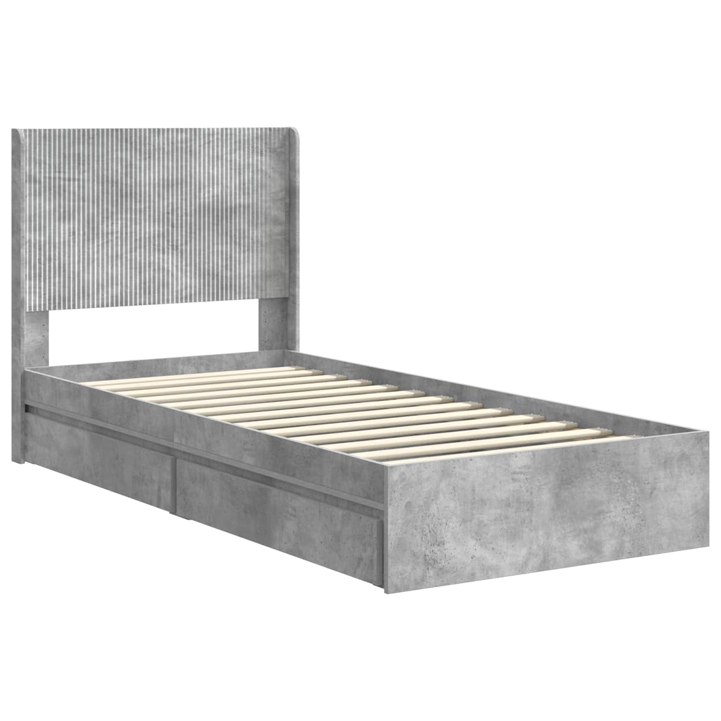 Bed Frame with Storage and Headboard Concrete Grey 90 x 190 cm