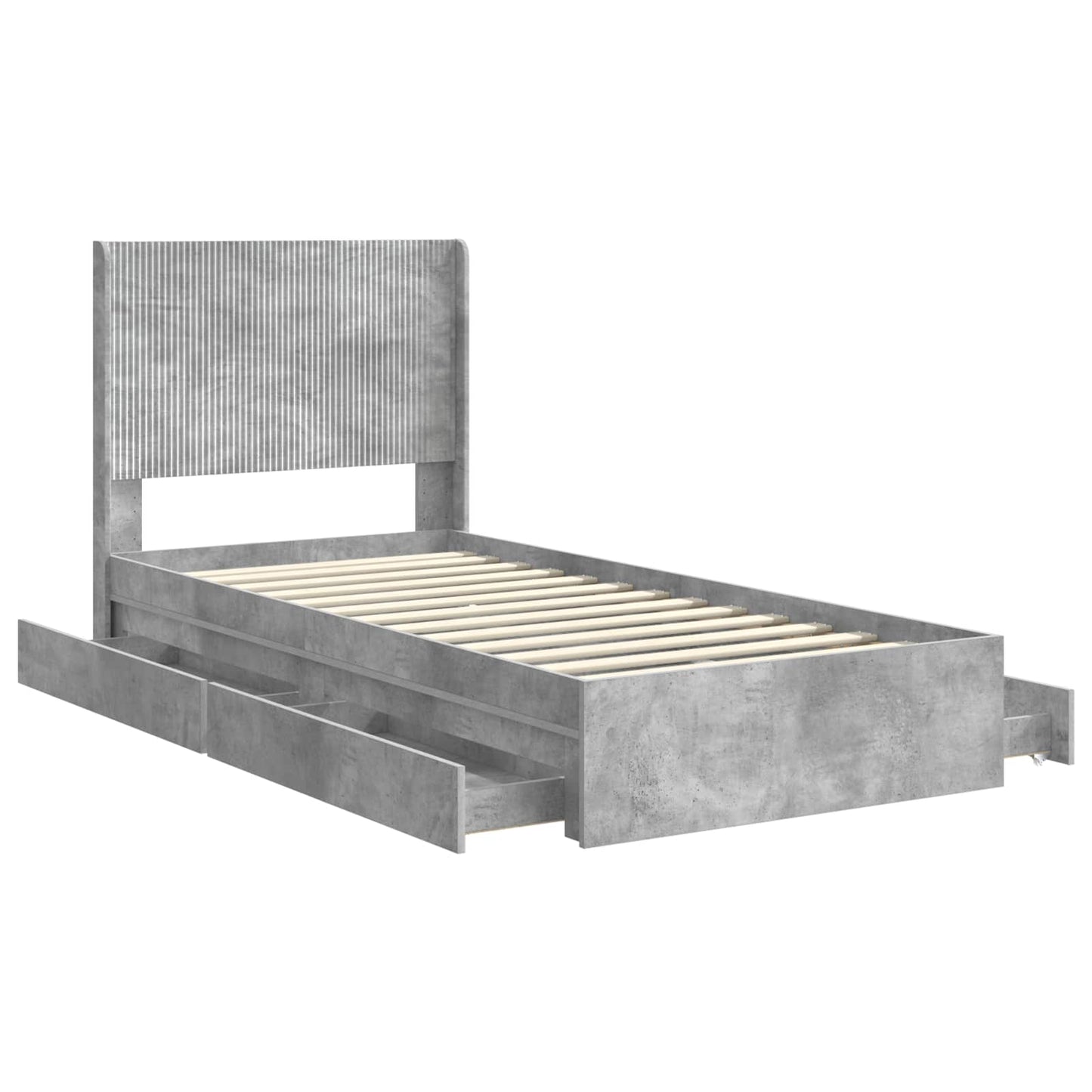 Bed Frame with Storage and Headboard Concrete Grey 90 x 190 cm