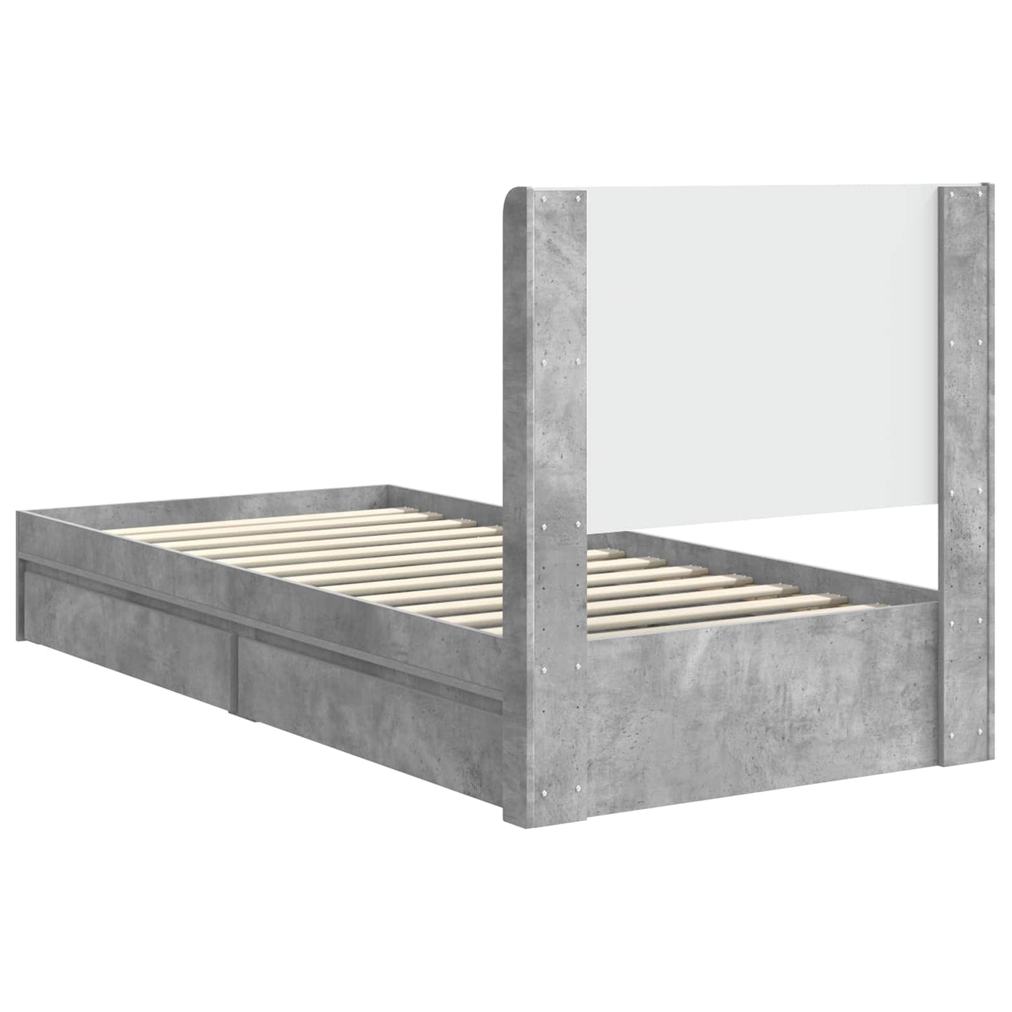 Bed Frame with Storage and Headboard Concrete Grey 90 x 190 cm
