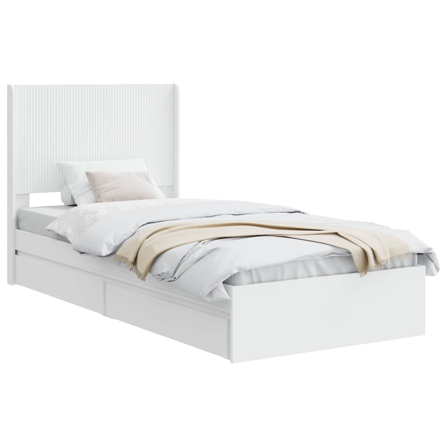 Bed Frame with Storage and Headboard White 75 x 190 cm