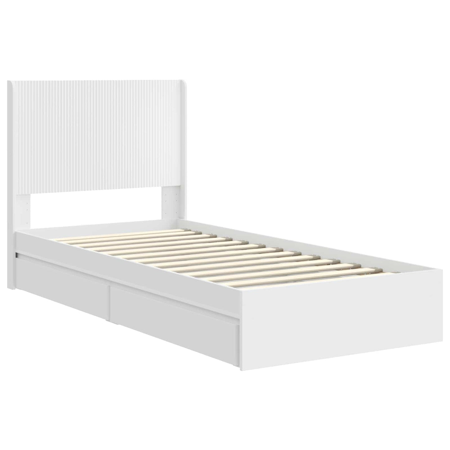 Bed Frame with Storage and Headboard White 75 x 190 cm