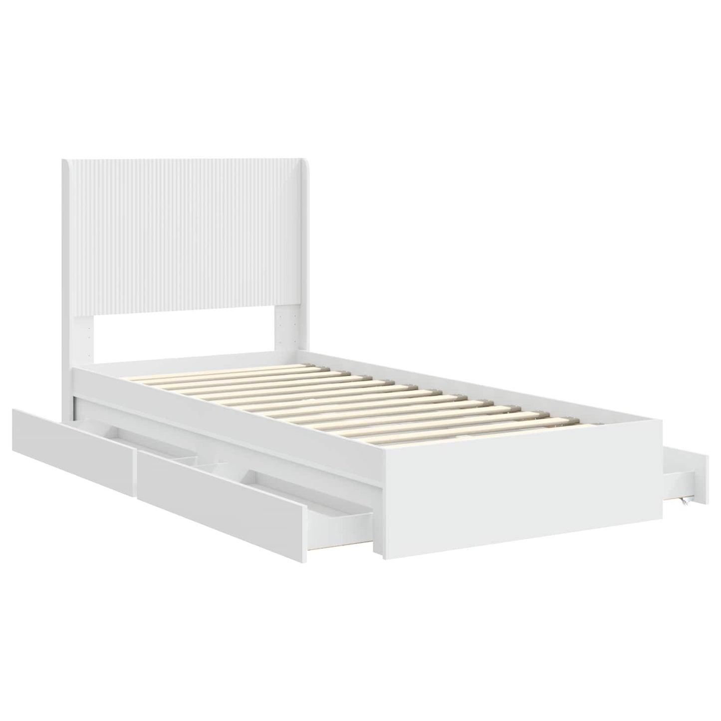 Bed Frame with Storage and Headboard White 75 x 190 cm