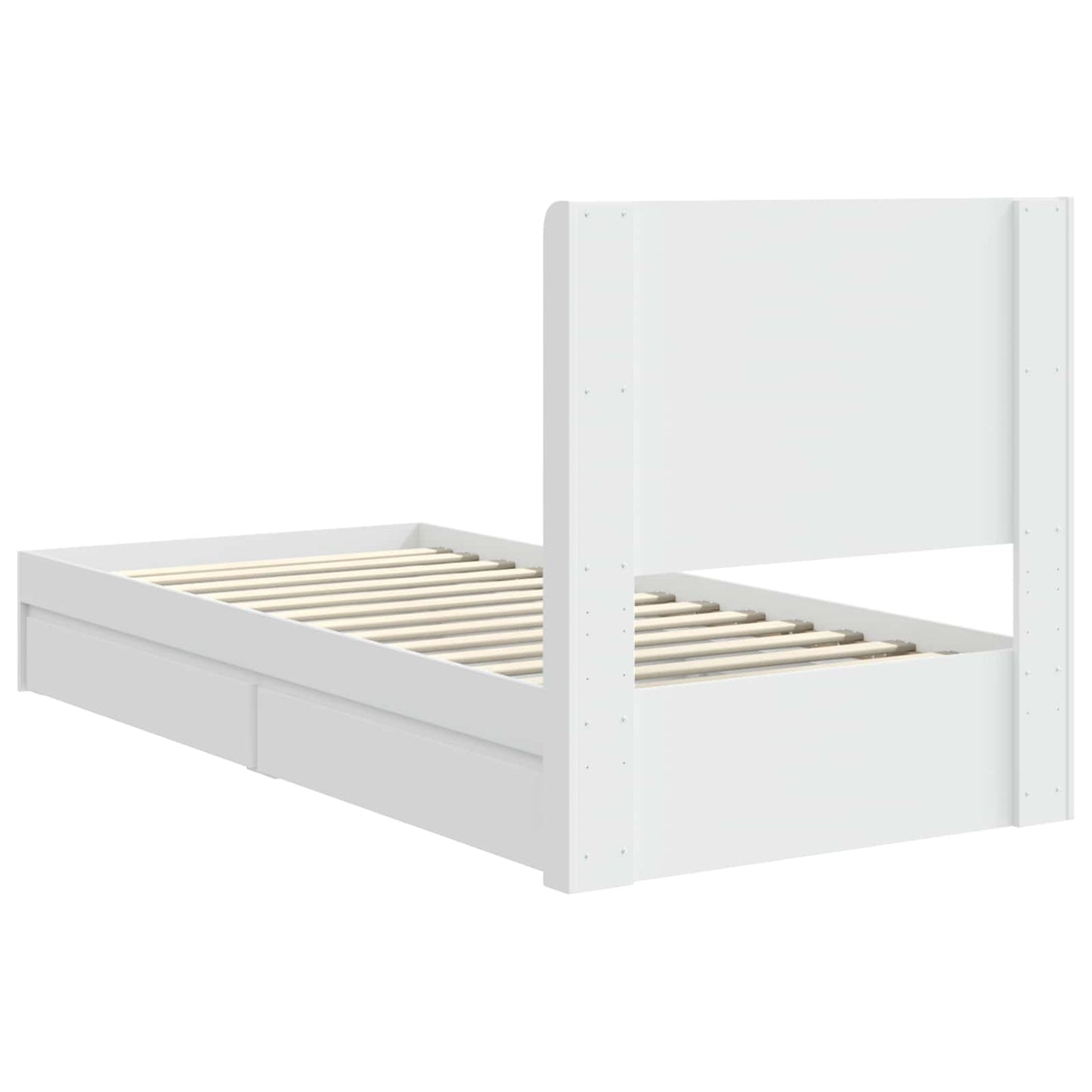 Bed Frame with Storage and Headboard White 75 x 190 cm