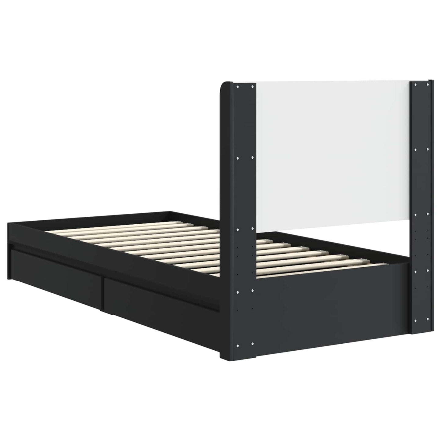 Bed Frame with Storage and Headboard Black 75 x 190 cm