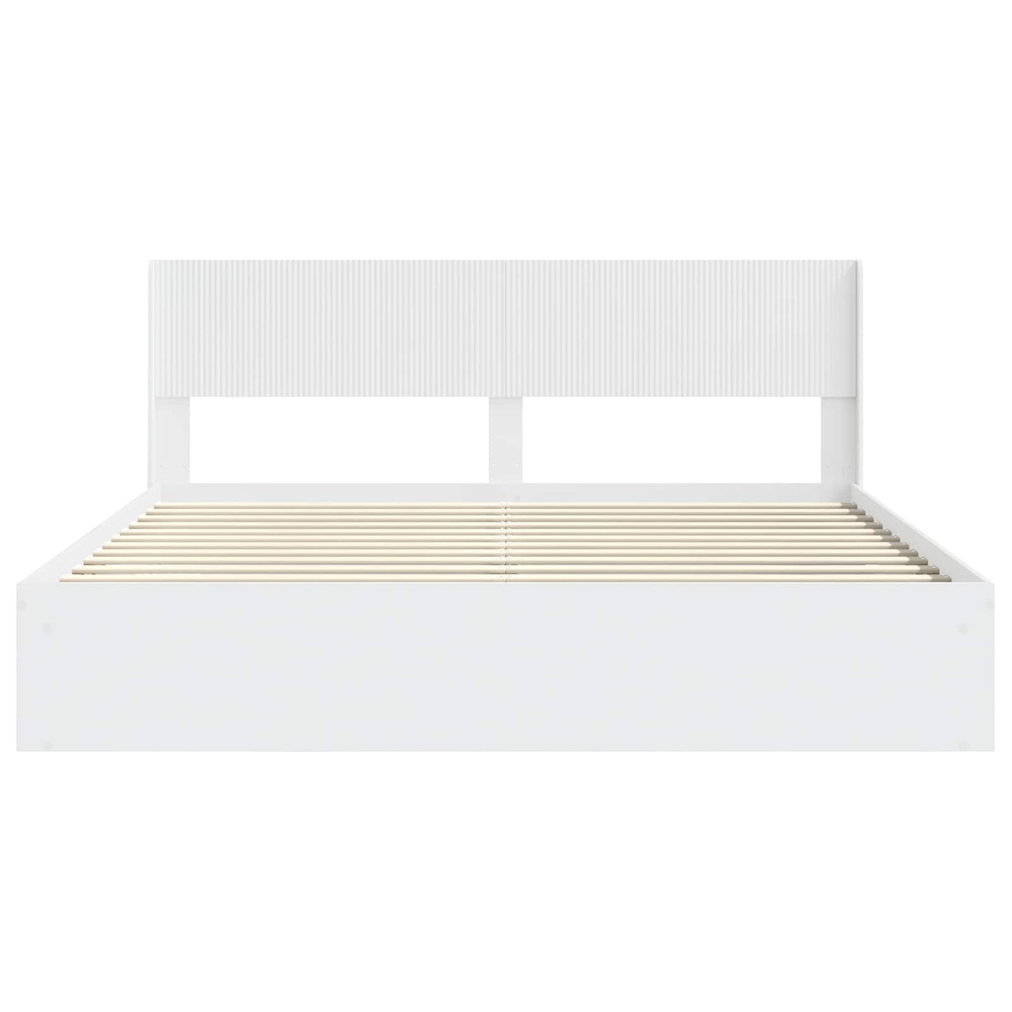 Bed Frame with Storage and Headboard White 200 x 200 cm