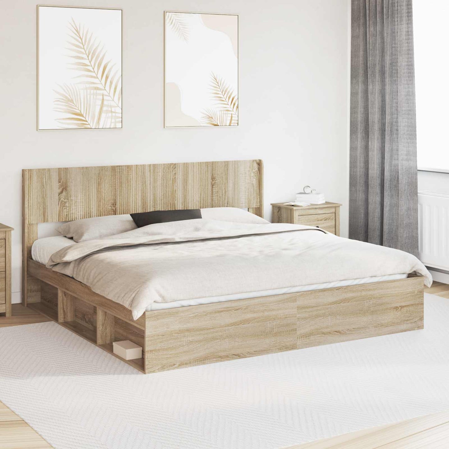 Bed Frame with Storage and Headboard 3 pcs Engineered Wood