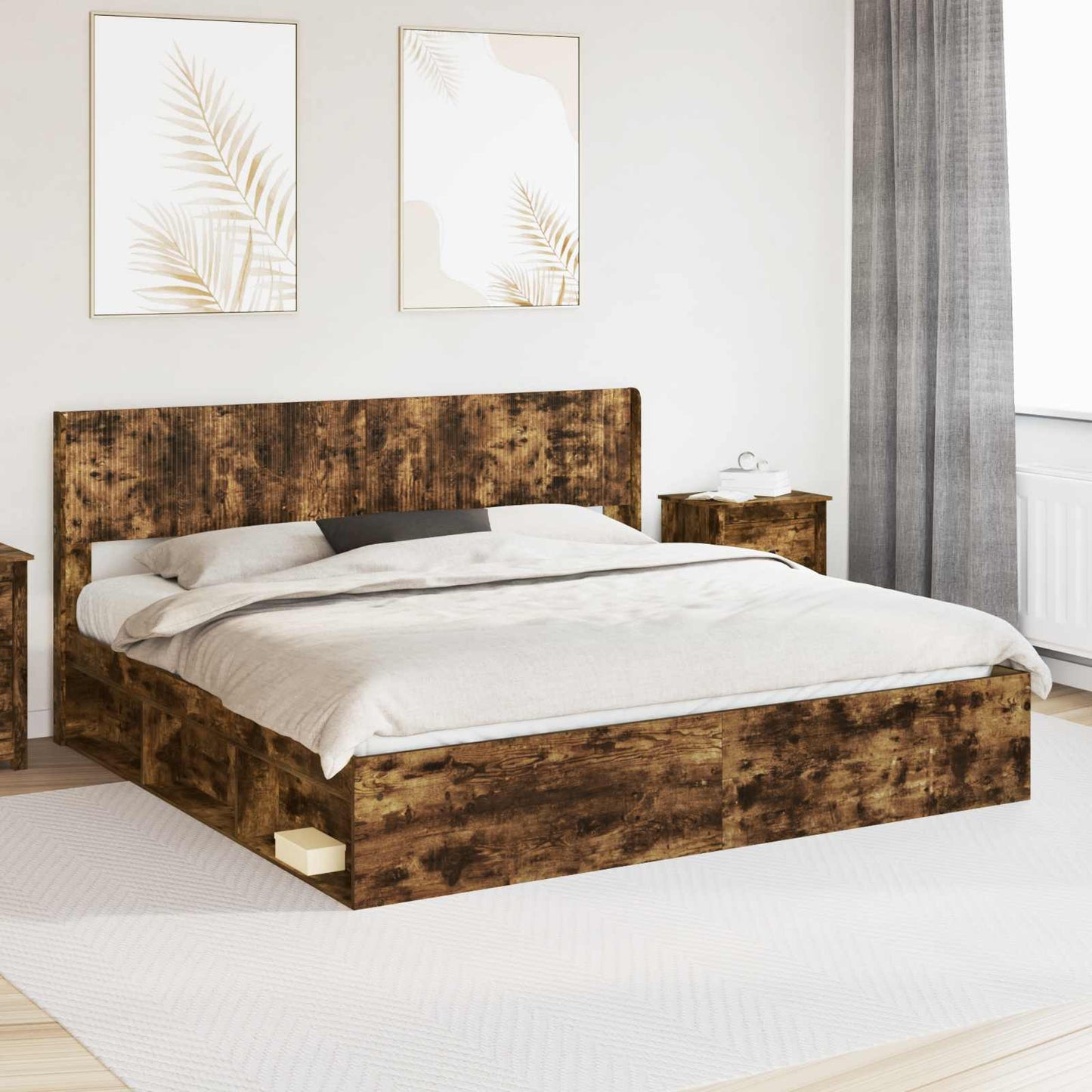 Bed Frame with Storage and Headboard 3 pcs Engineered Wood