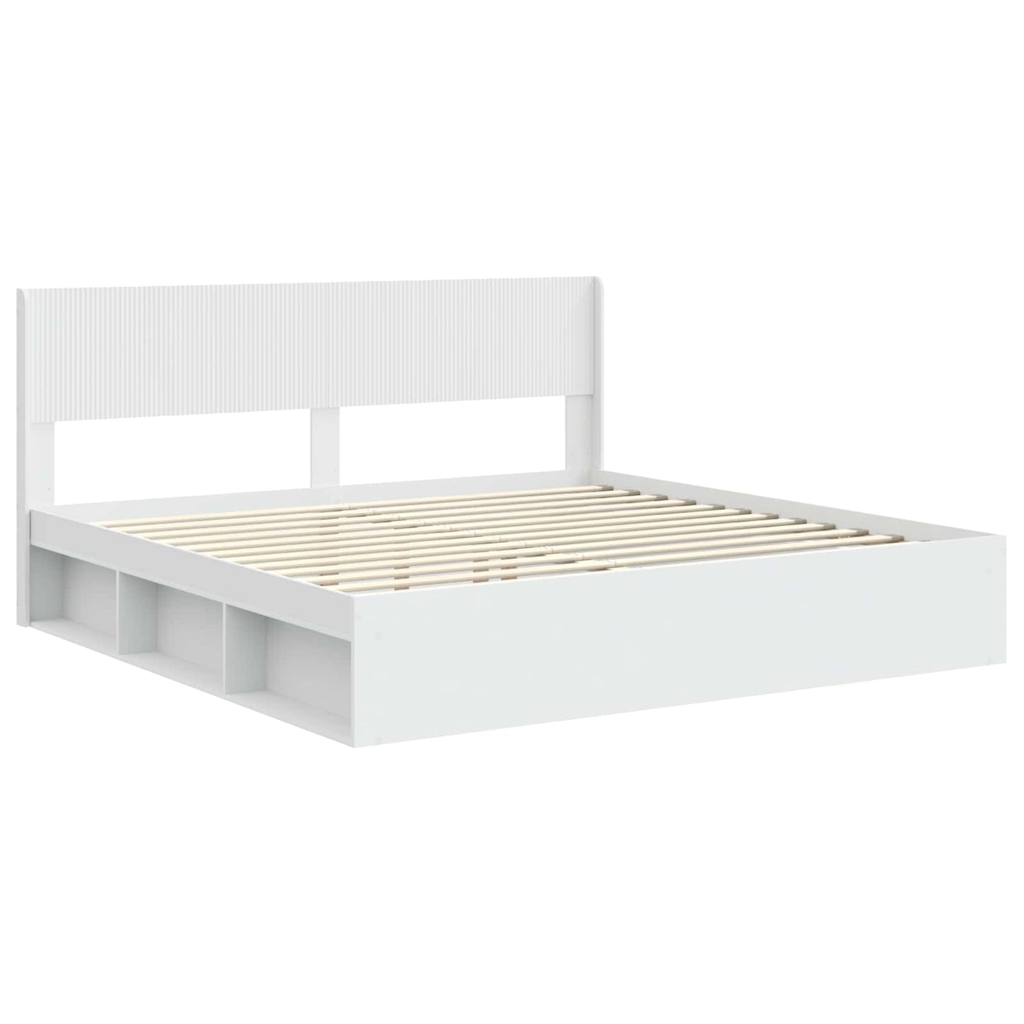 Bed Frame with Storage and Headboard White 180 x 200 cm