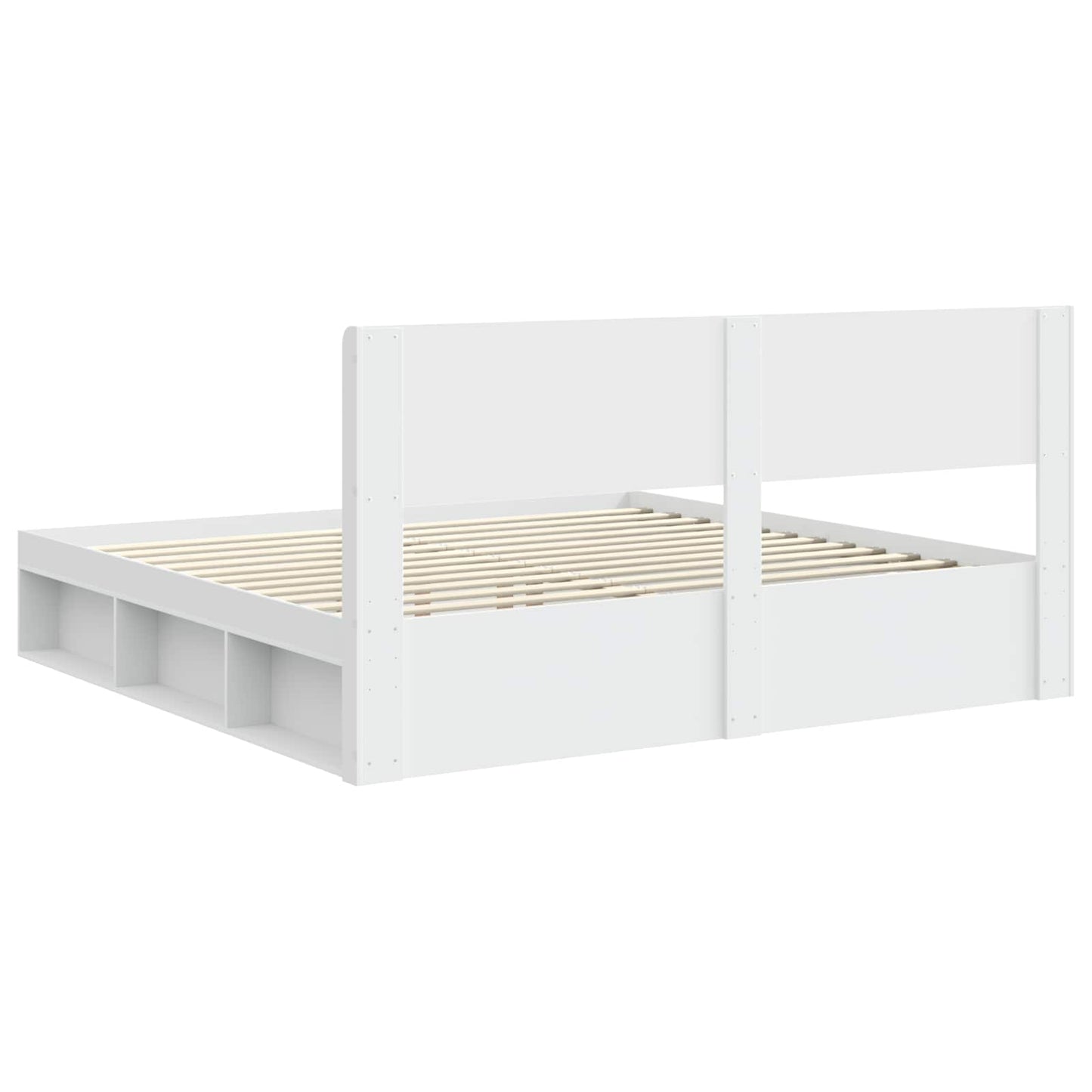 Bed Frame with Storage and Headboard White 180 x 200 cm