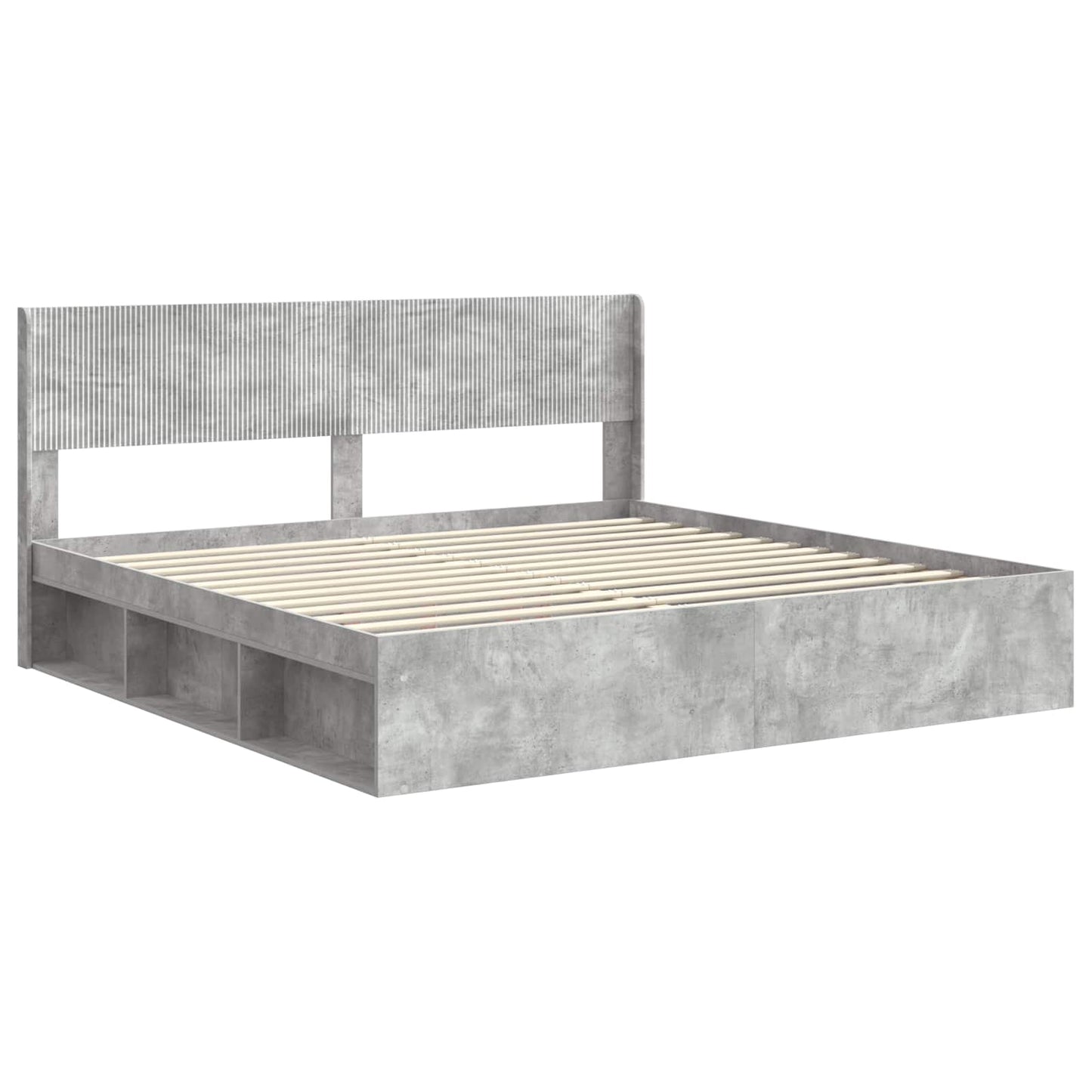 Bed Frame with Storage and Headboard Concrete Grey 180 x 200 cm