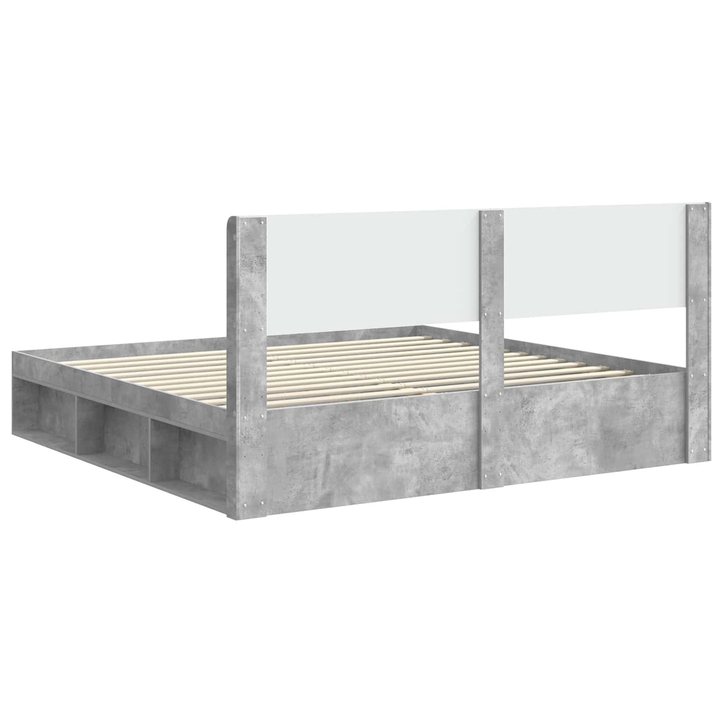 Bed Frame with Storage and Headboard Concrete Grey 180 x 200 cm