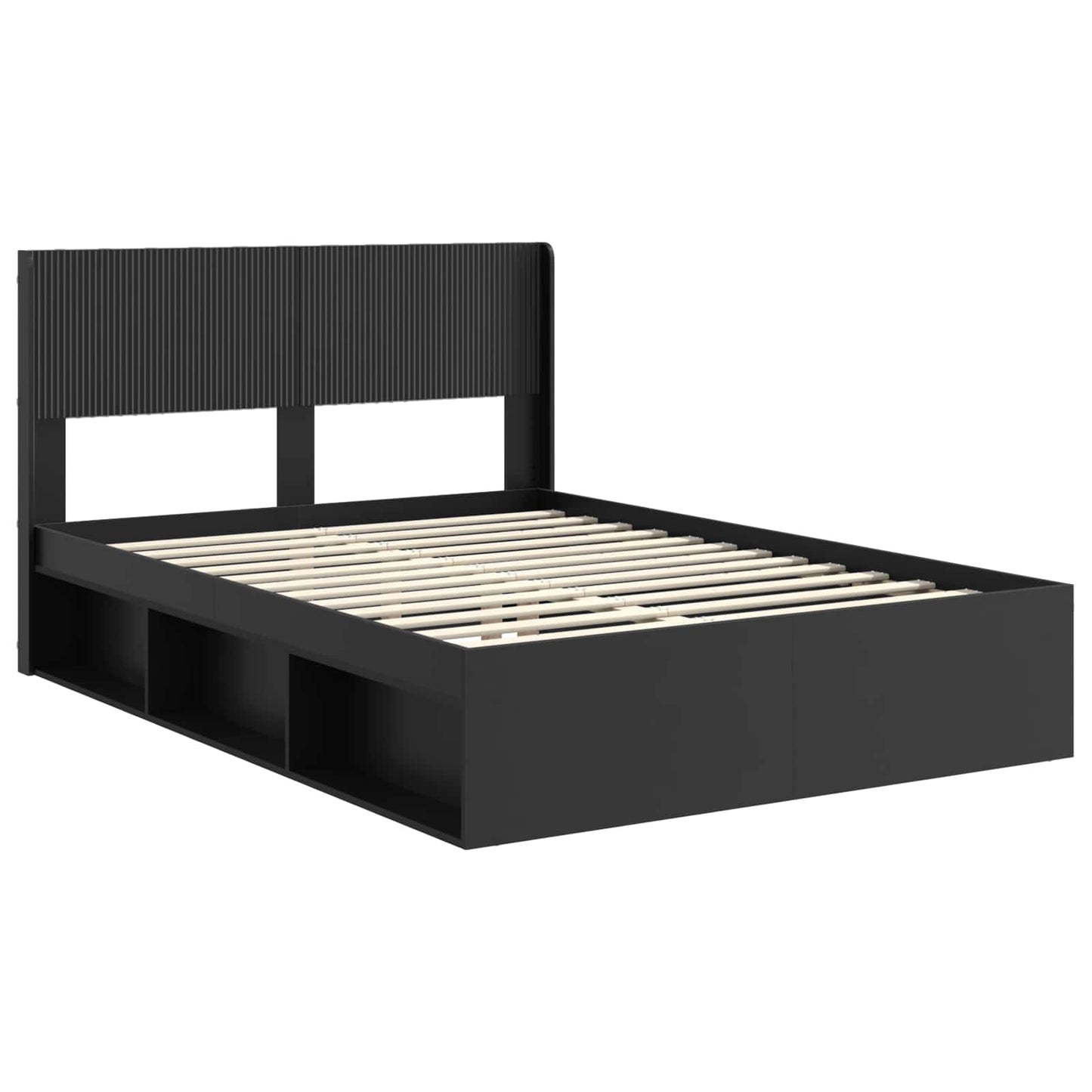 Bed Frame with Storage and Headboard Black 160 x 200 cm