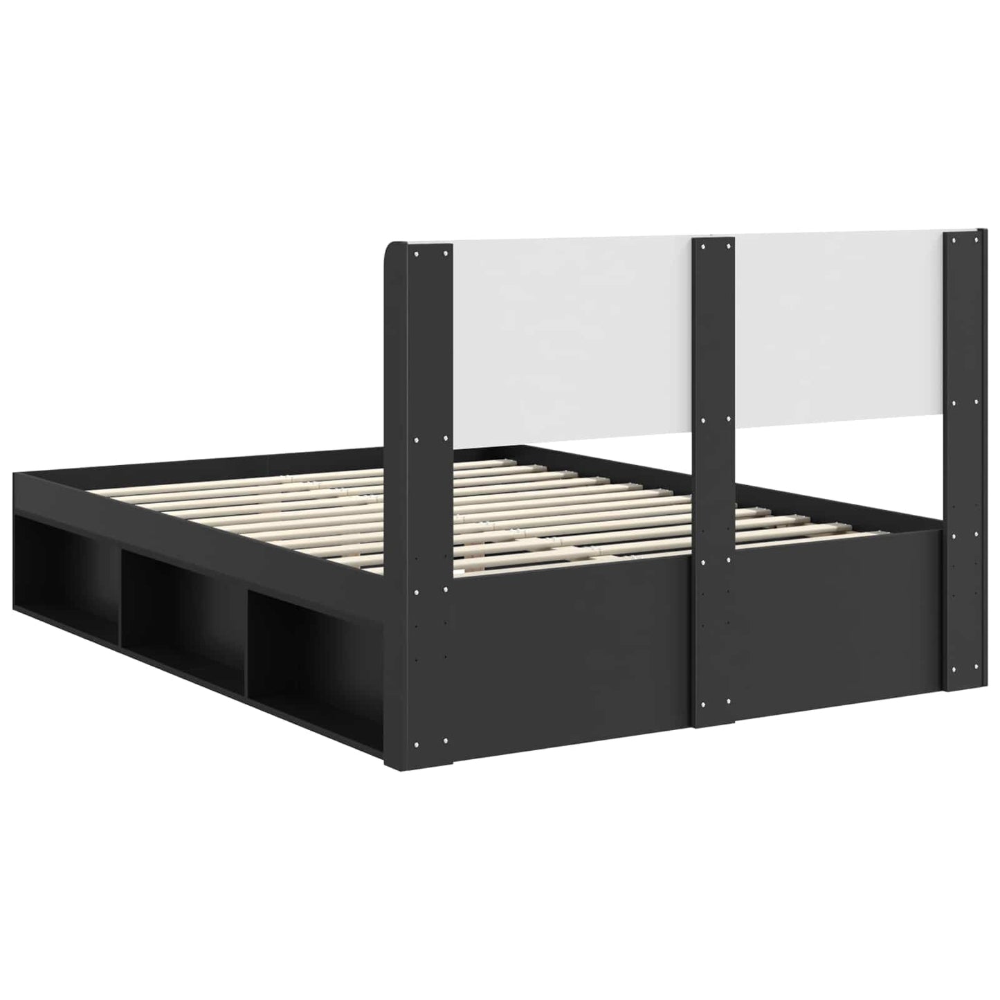 Bed Frame with Storage and Headboard Black 160 x 200 cm