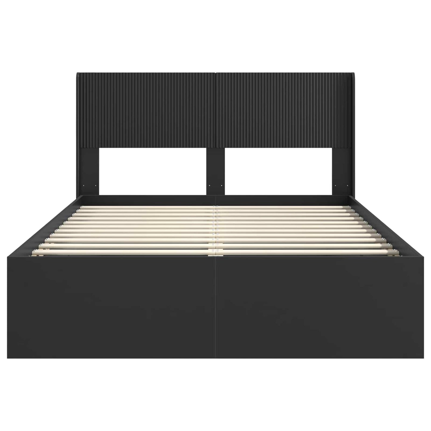 Bed Frame with Storage and Headboard Black 160 x 200 cm