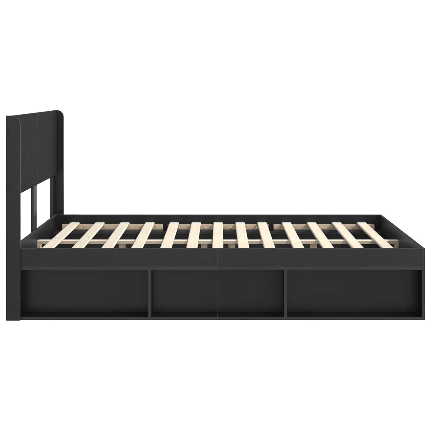 Bed Frame with Storage and Headboard Black 160 x 200 cm