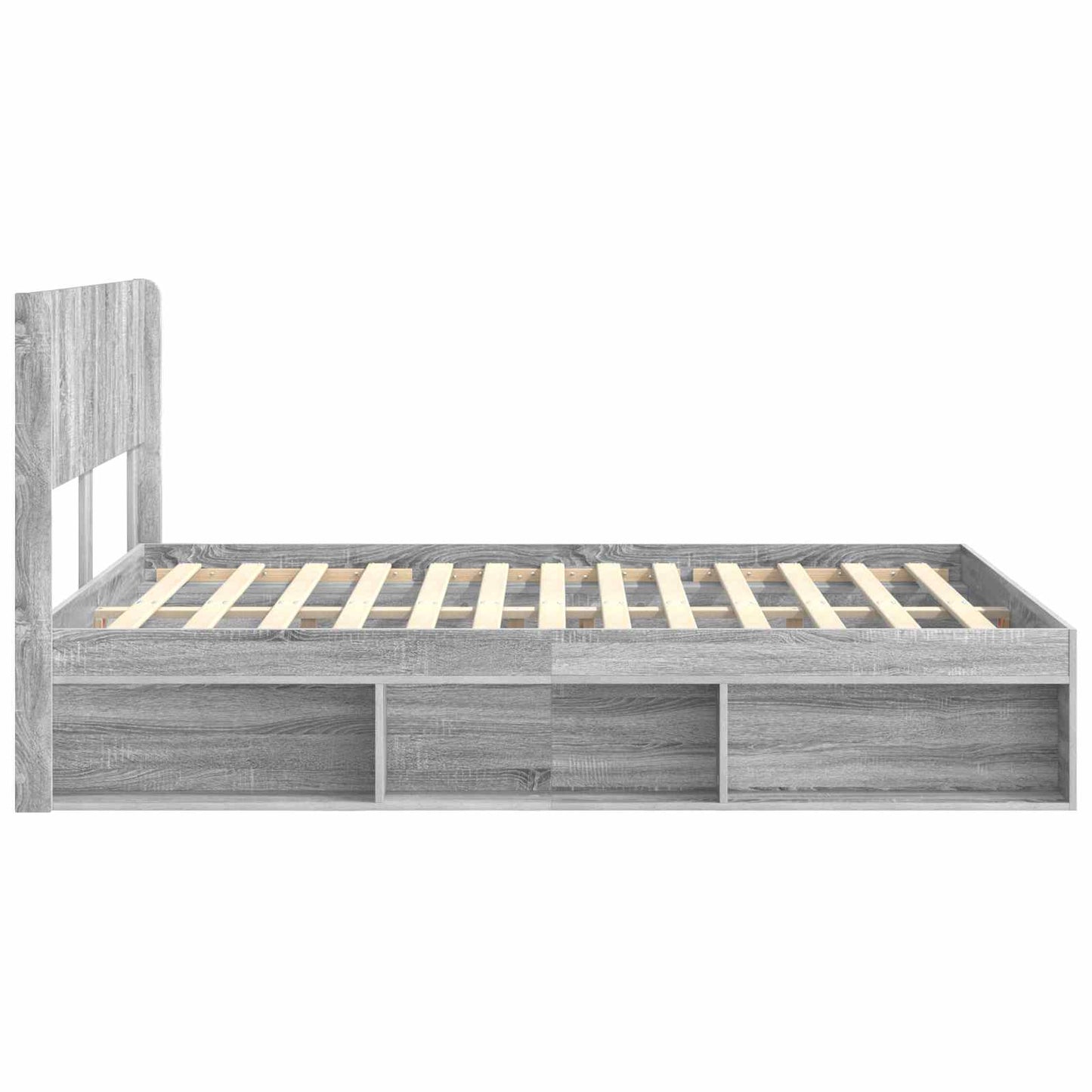 Bed Frame with Storage and Headboard Grey Sonoma 160 x 200 cm