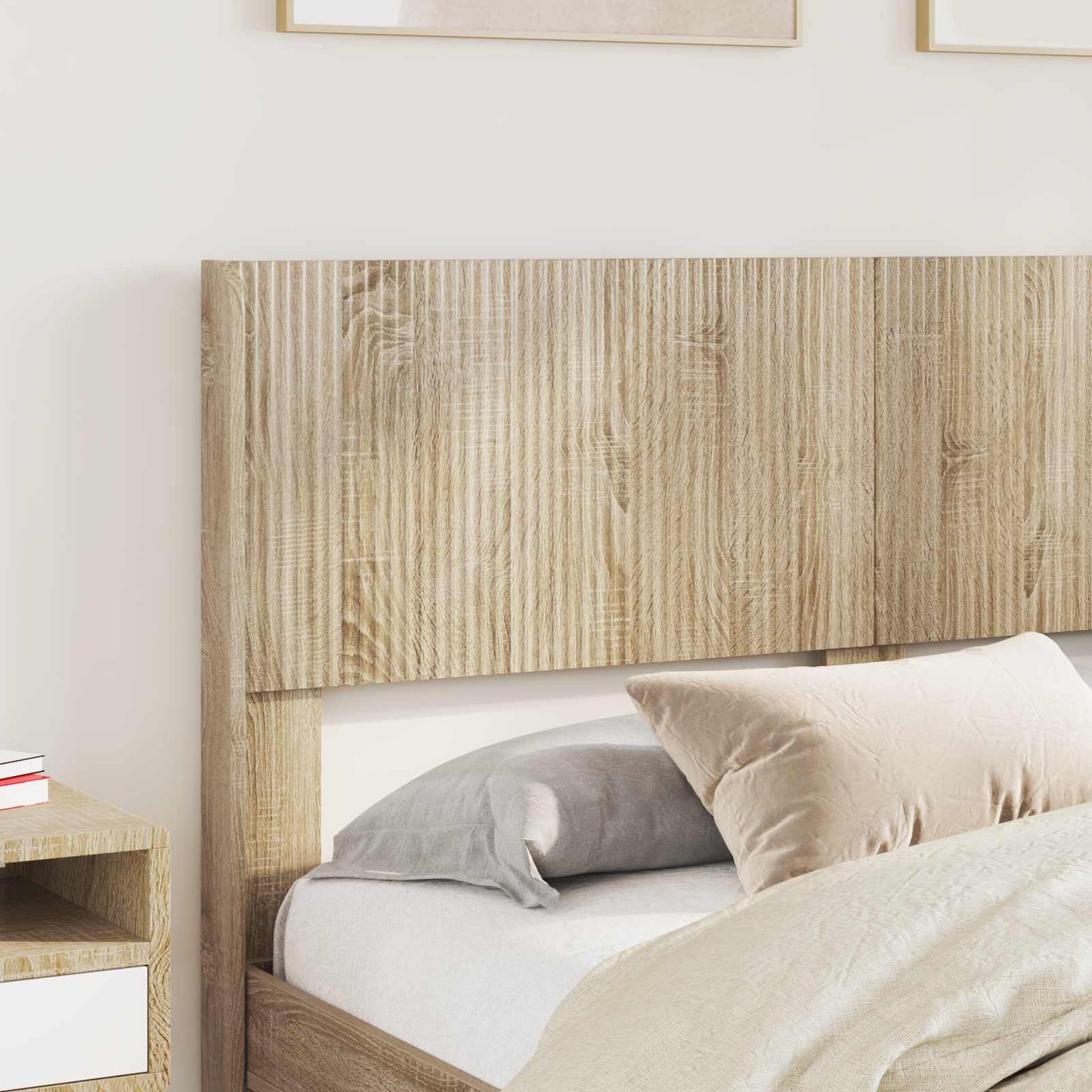 Bed Frame with Storage and Headboard Sonoma Oak 140 x 200 cm