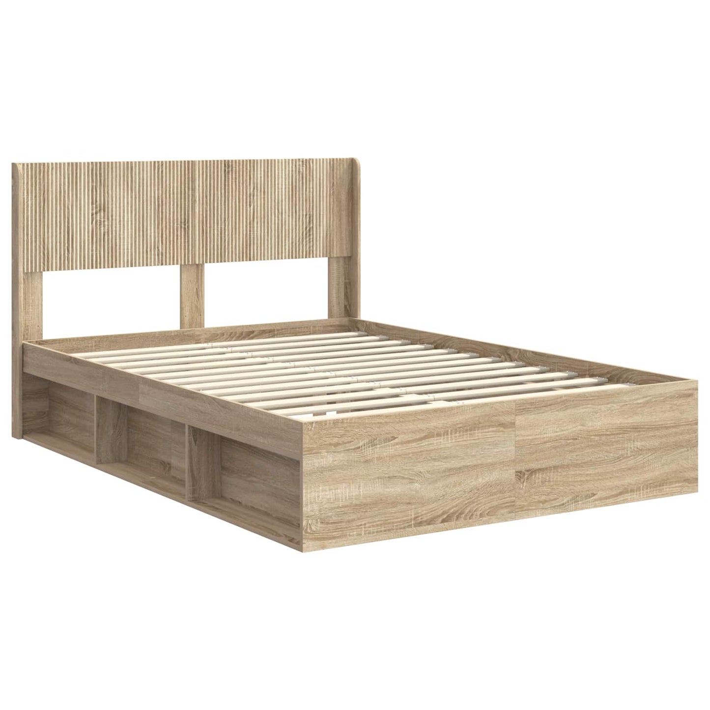 Bed Frame with Storage and Headboard Sonoma Oak 140 x 200 cm