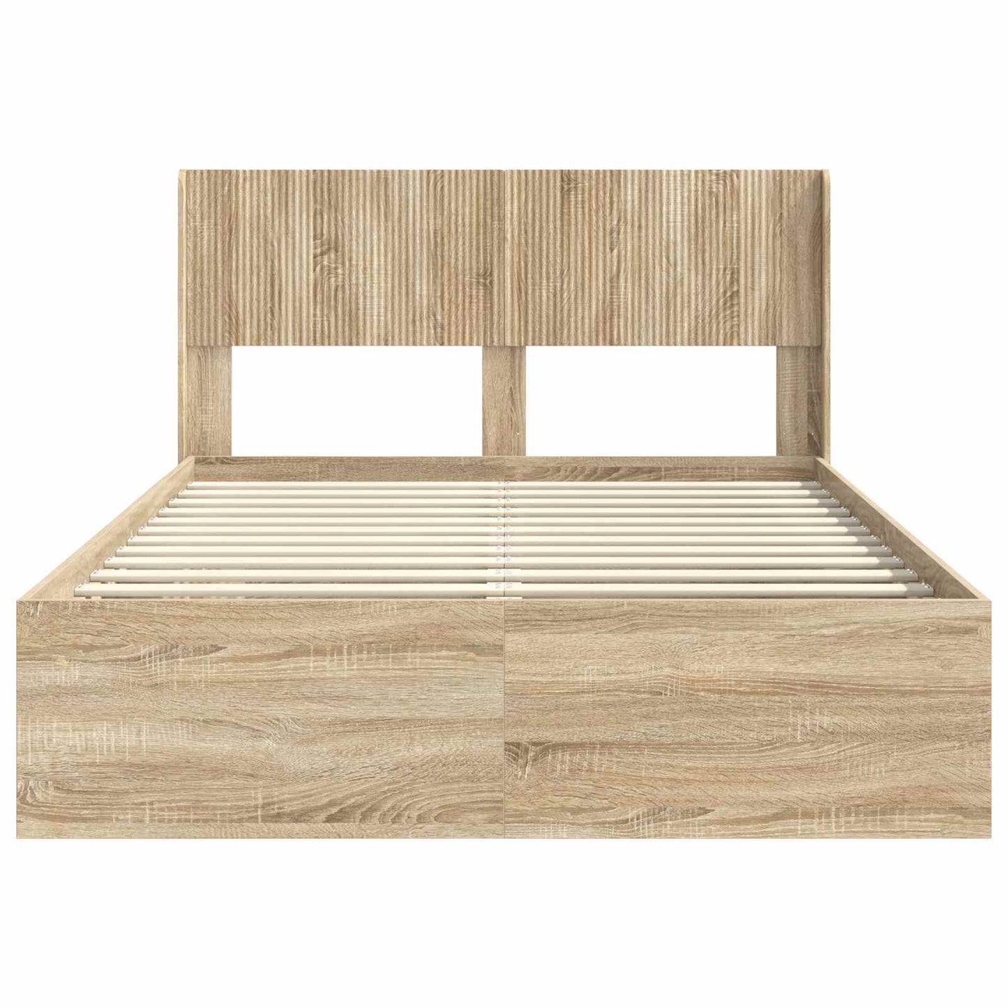 Bed Frame with Storage and Headboard Sonoma Oak 140 x 200 cm