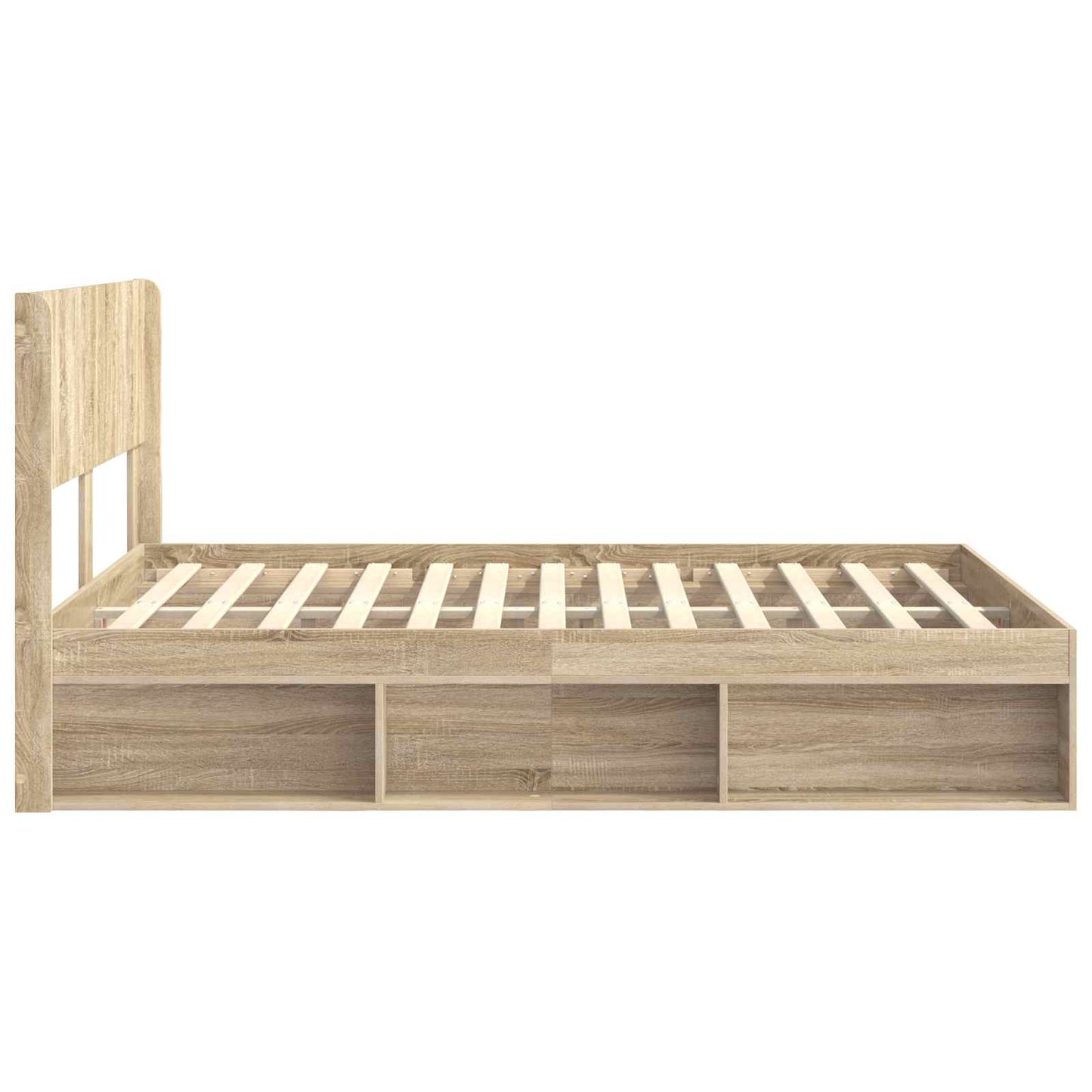 Bed Frame with Storage and Headboard Sonoma Oak 140 x 200 cm