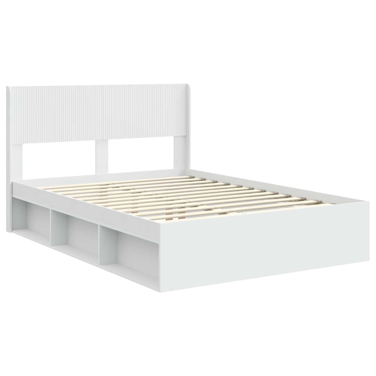 Bed Frame with Storage and Headboard White 140 x 190 cm