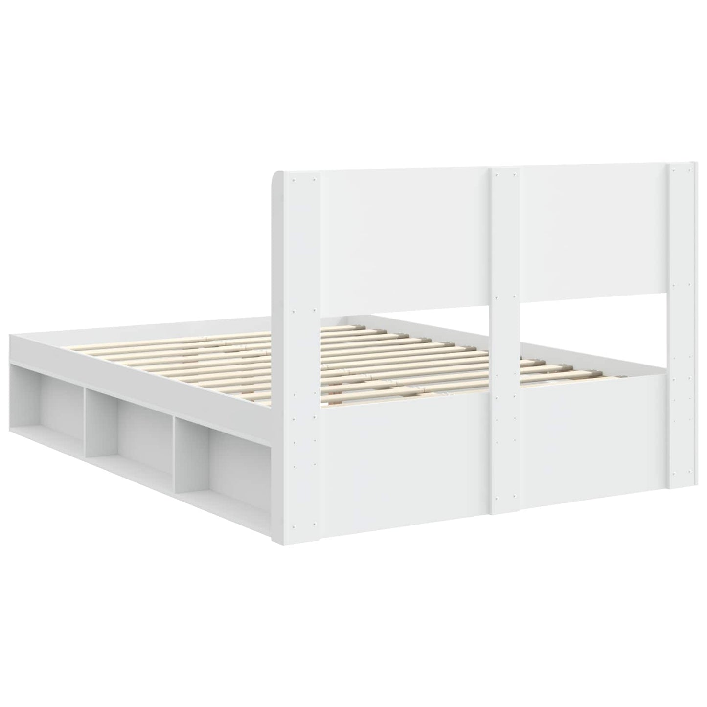 Bed Frame with Storage and Headboard White 140 x 190 cm