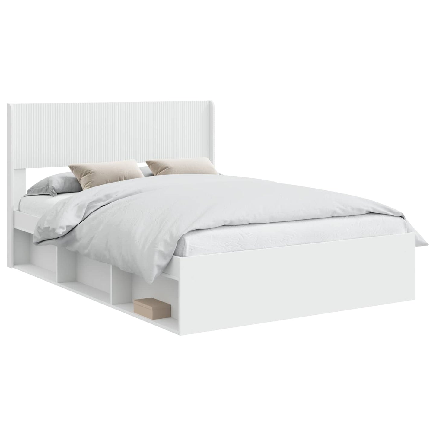 Bed Frame with Storage and Headboard White 120 x 200 cm