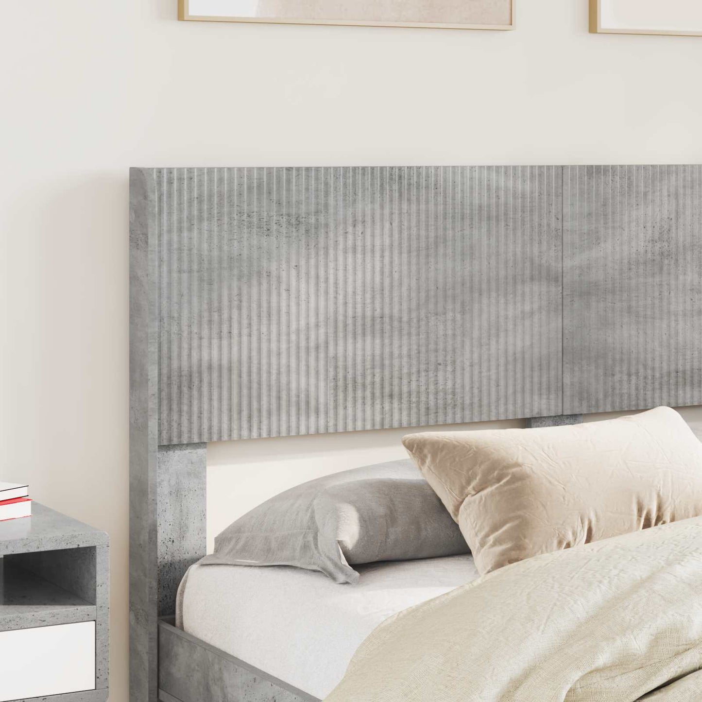 Bed Frame with Storage and Headboard Concrete Grey 120 x 200 cm