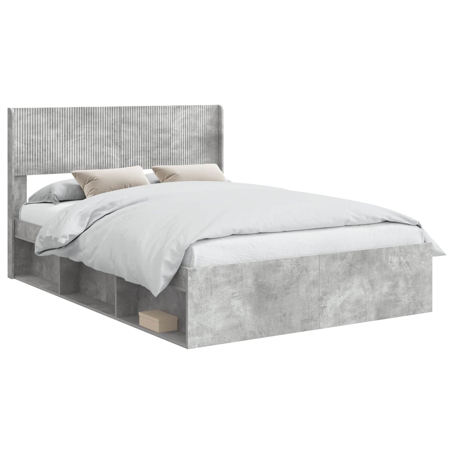 Bed Frame with Storage and Headboard Concrete Grey 120 x 200 cm