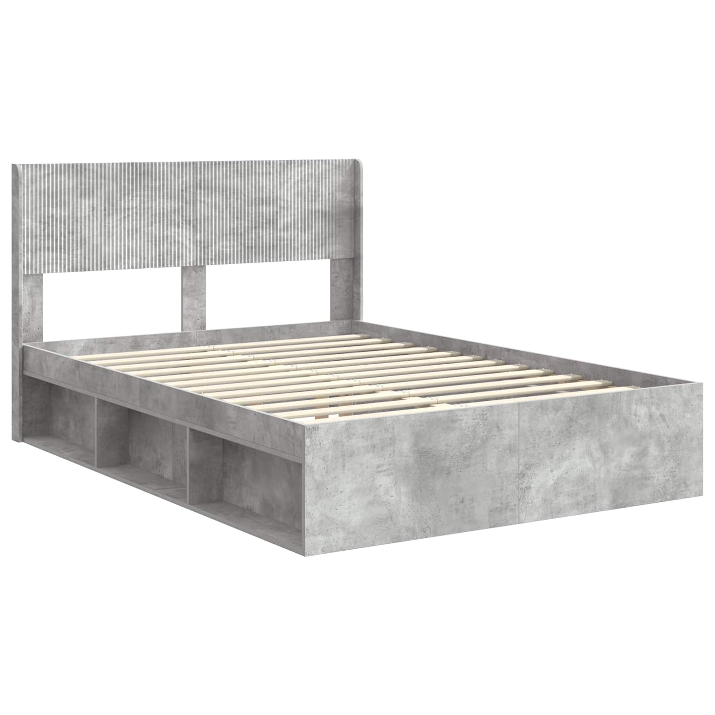 Bed Frame with Storage and Headboard Concrete Grey 120 x 200 cm