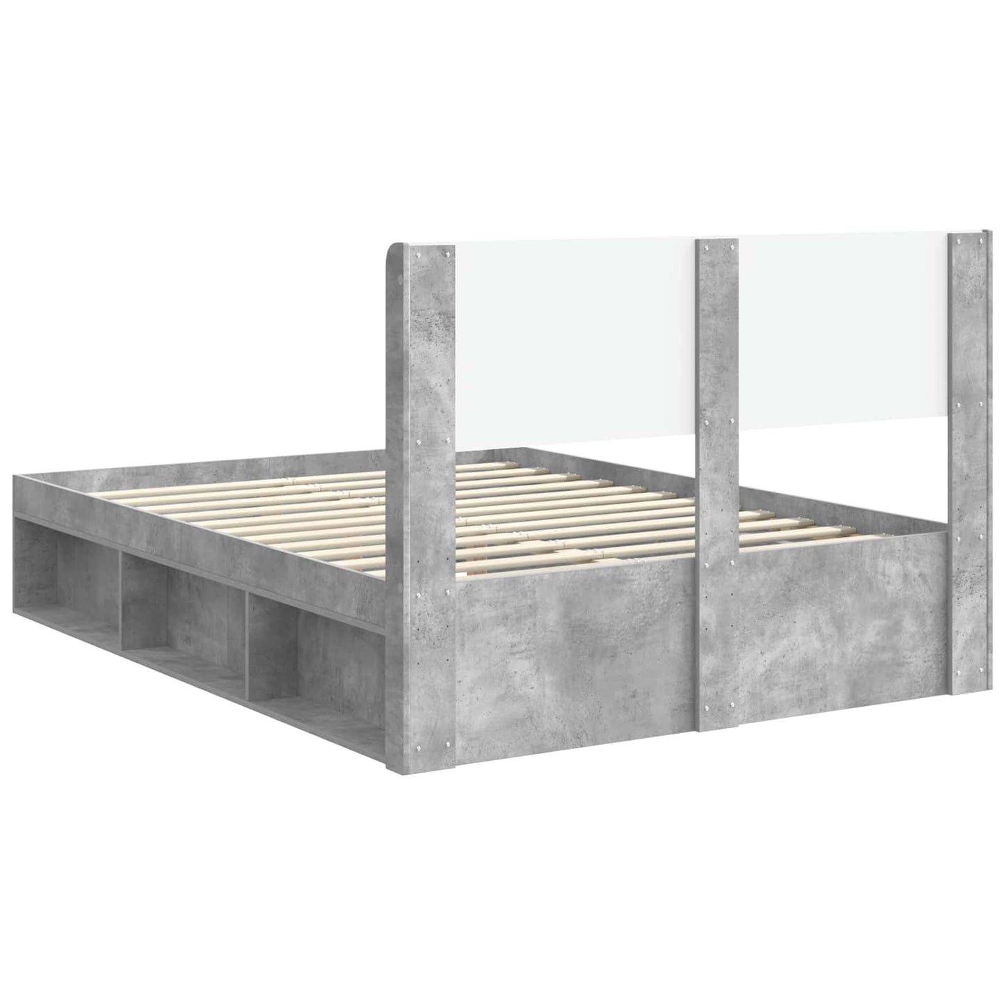 Bed Frame with Storage and Headboard Concrete Grey 120 x 200 cm