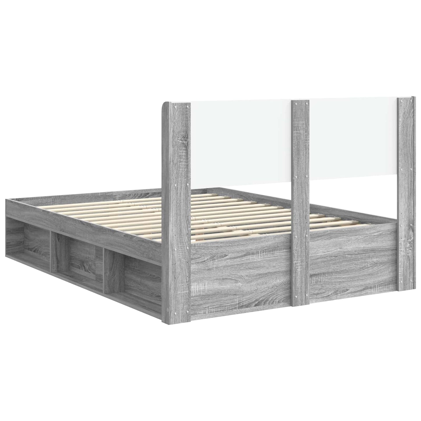 Bed Frame with Storage and Headboard Grey Sonoma 120 x 200 cm