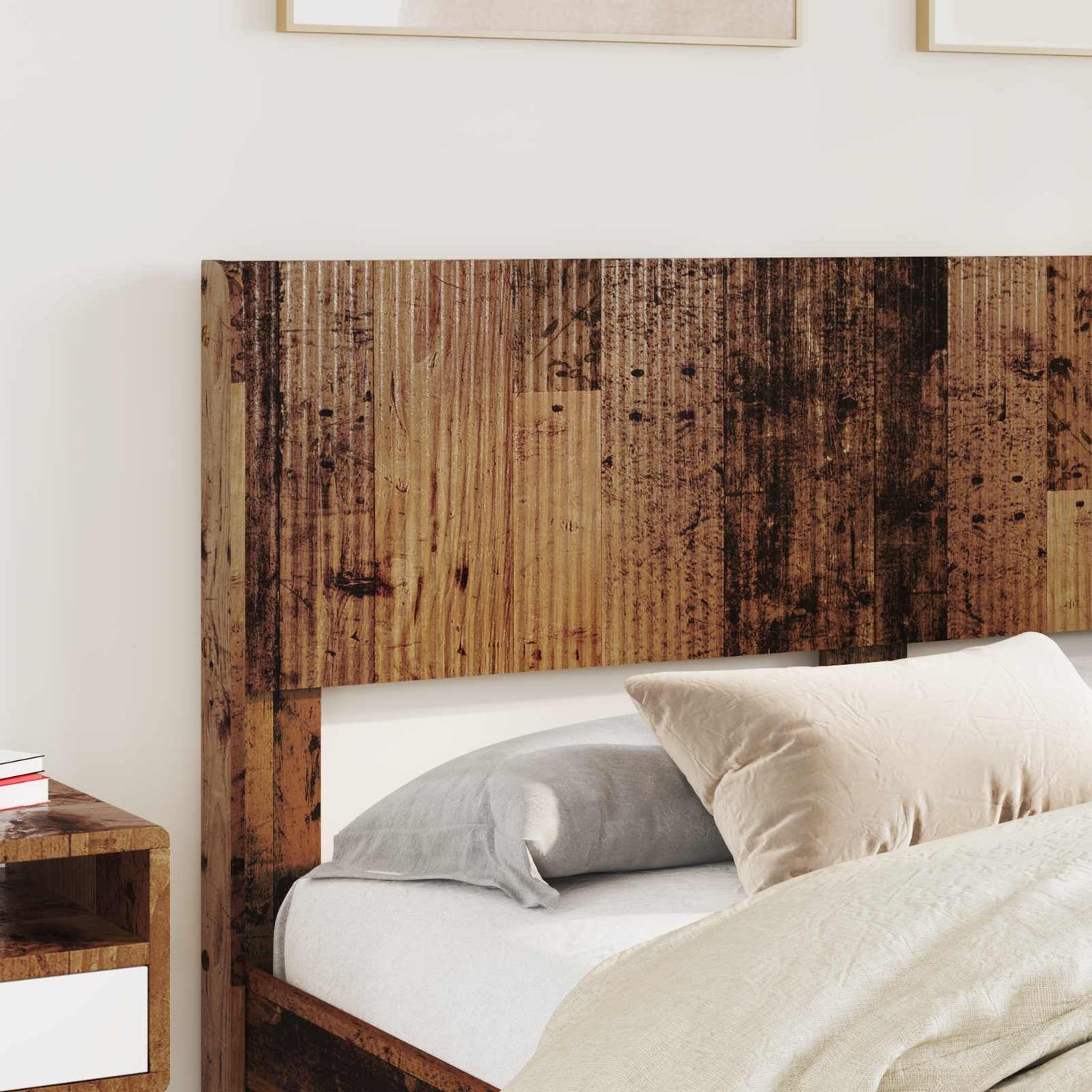 Bed Frame with Storage and Headboard Old Wood 120 x 200 cm